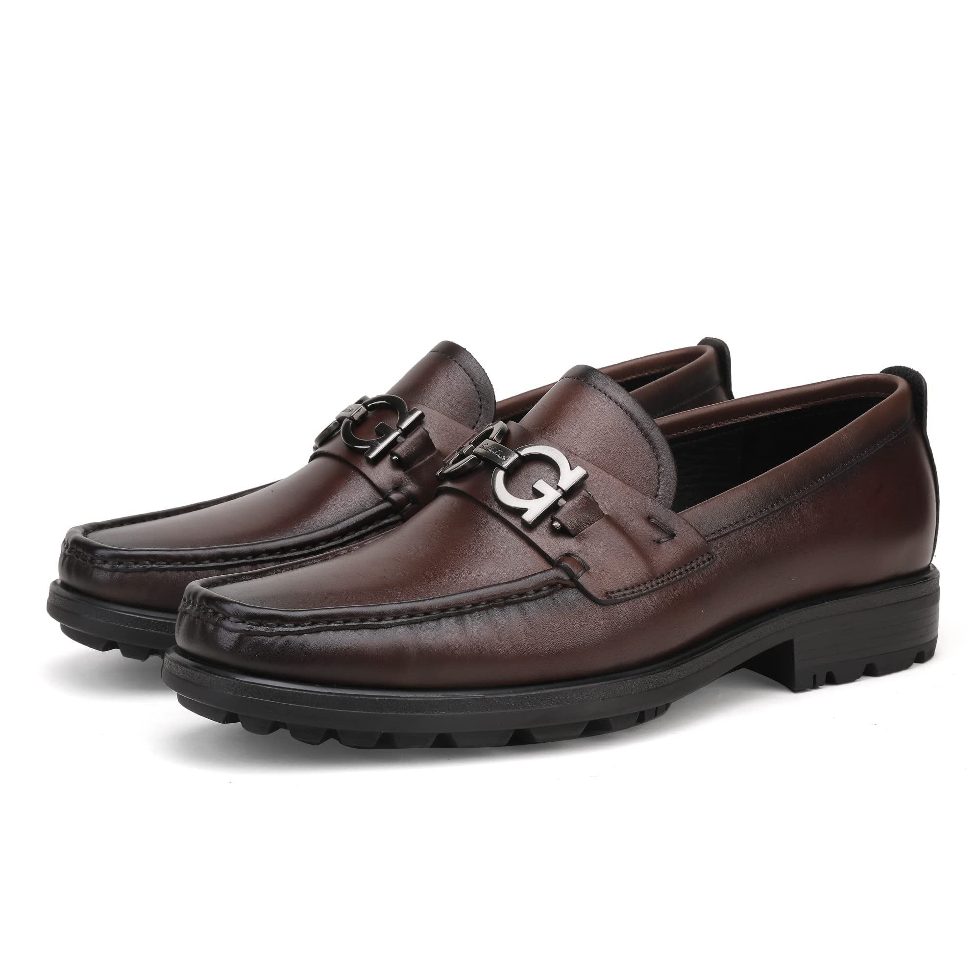 Premium Men's Handmade Leather Penny Loafers - Classic Slip-On Dress Shoes for Business & Casual Wear | Comfortable Coffee Brown Loafers for Office, Wedding & Daily Outfits