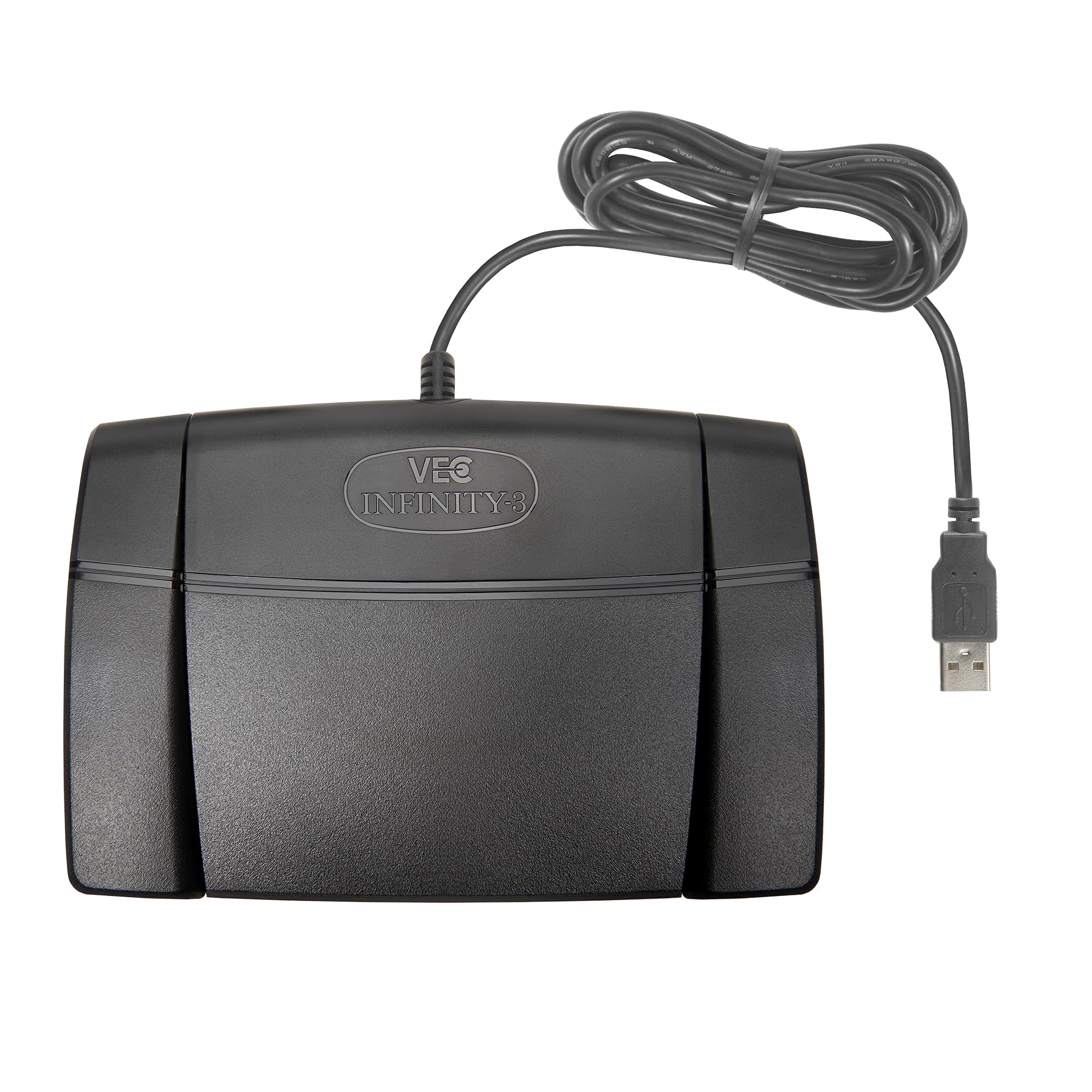 Professional ECS 3.5mm Stereo/Mono Transcription Headset with Infinity-3 USB Foot Pedal - USB Hub & Comfortable Ear Cushions Included - Perfect for Medical Transcription, Court Reporting & Audio Editing