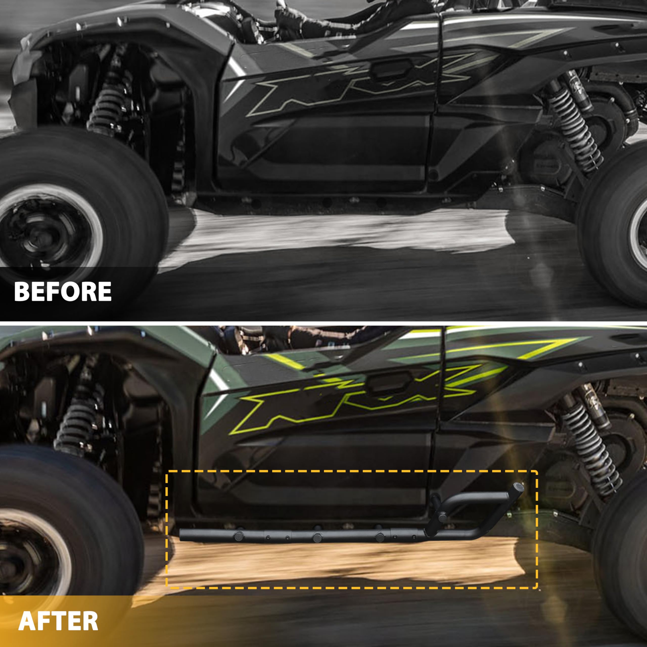 KEWISAUTO Rock Sliders & Side Steps for 2020-2025 Kawasaki Teryx KRX 1000 (2 Seats) - Heavy Duty Nerf Bars & Bumper Protection Frame for Off-Road Adventures, Trail Riding & Mudding