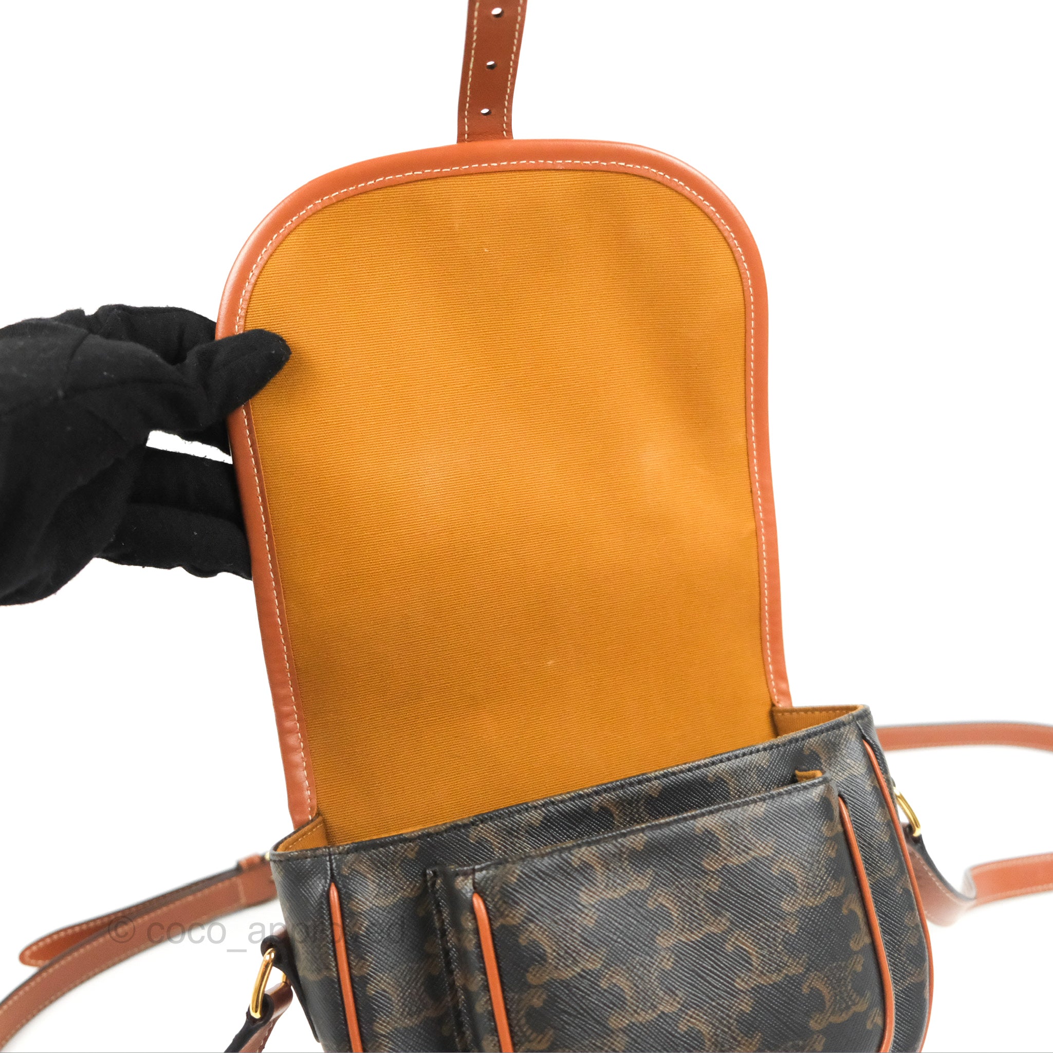 Celine Medium Triomphe Canvas Folco Bag in Tan - Luxury Crossbody Handbag for Women, Perfect for Work, Travel & Everyday Use