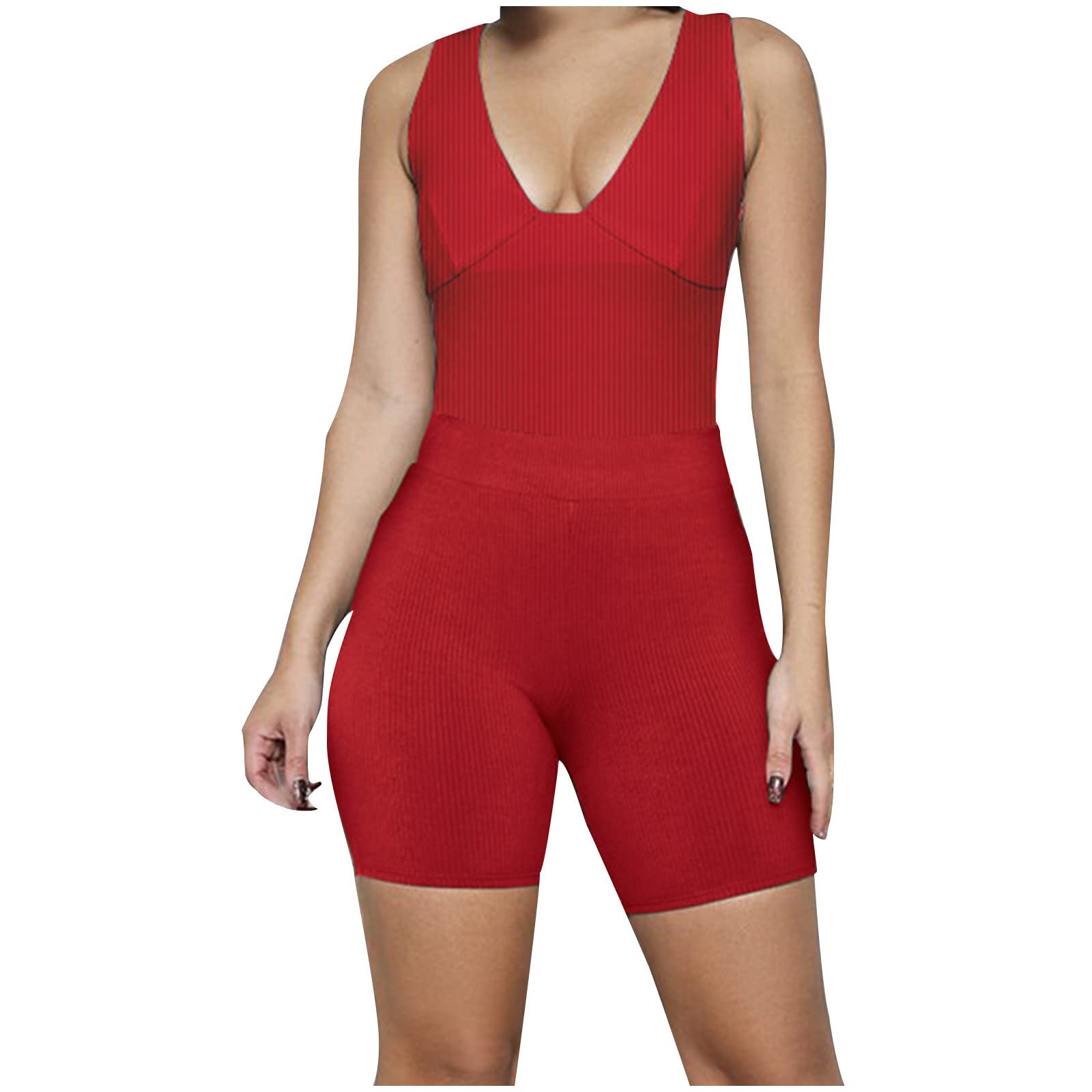 Women's Seamless Workout Sets - 2 Piece Gym Outfits with Ribbed V-Neck Tank Top & High Waist Yoga Shorts for Running, Pilates & Home Fitness