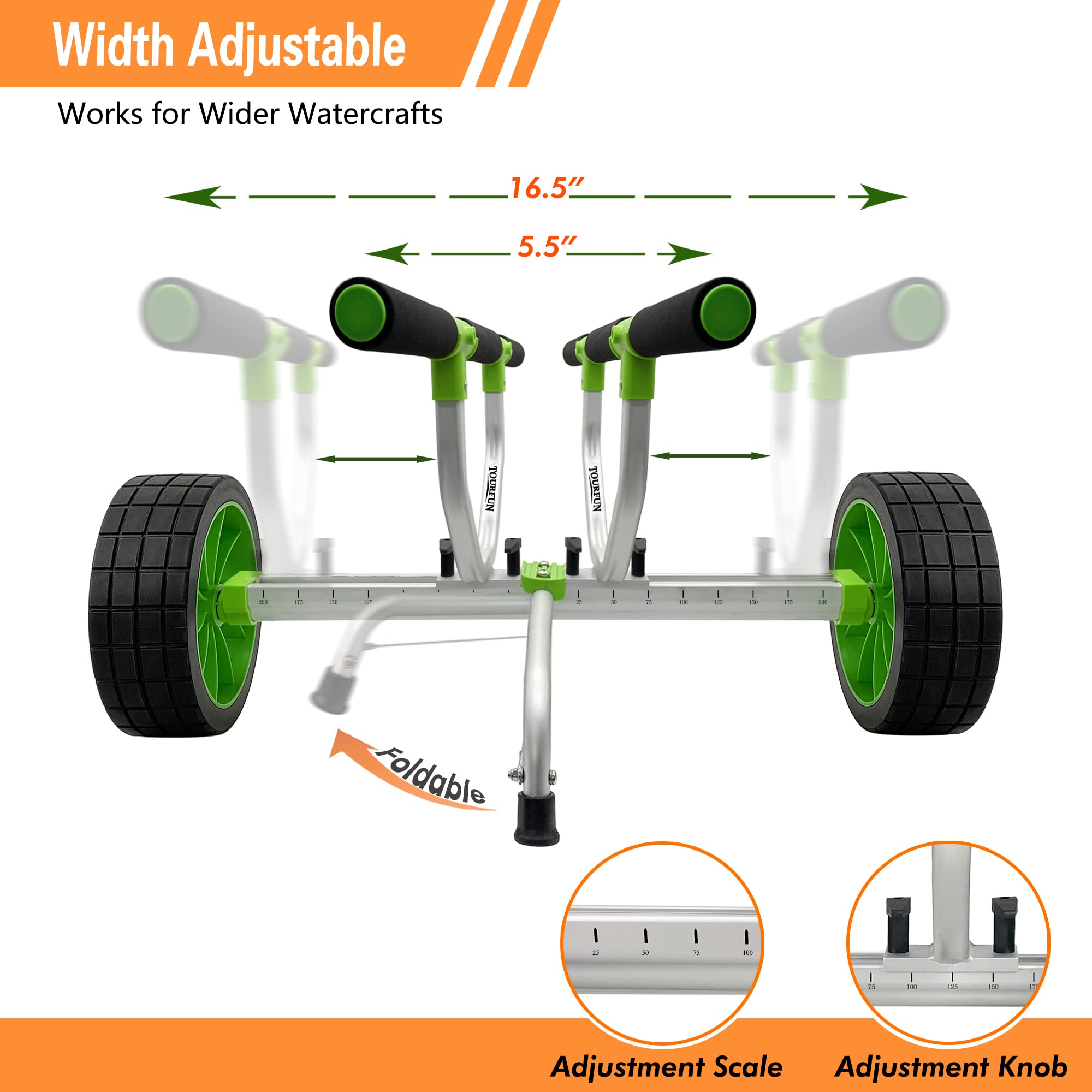 Kayak Cart with Airless Tires - Heavy Duty Paddle Board & Canoe Dolly, SUP Carrier for Easy Watercraft Transport | Perfect for Beach, Lake & Outdoor Adventures