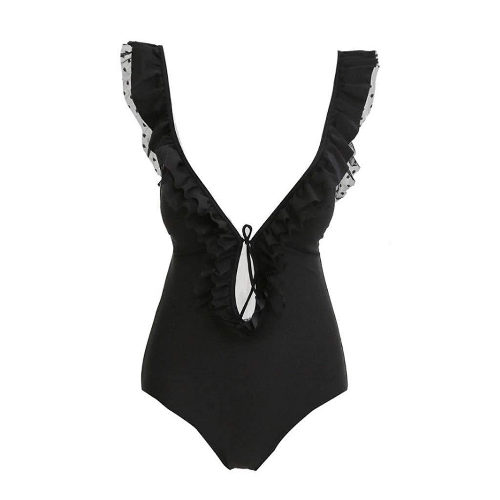 UXZDX CUJUX Sexy Black Triangle Halter One-Piece Swimsuit - X-Large Size with Chest Gathered Design for Women | Perfect for Summer Beach Vacation, Pool Party & Tropical Getaway