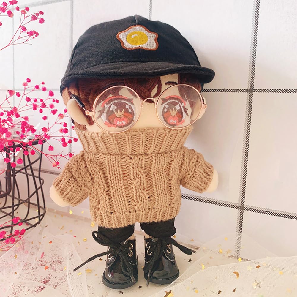 20cm Plush Doll Clothes Set - Hat, Sweater & Shorts for Dress Up Play