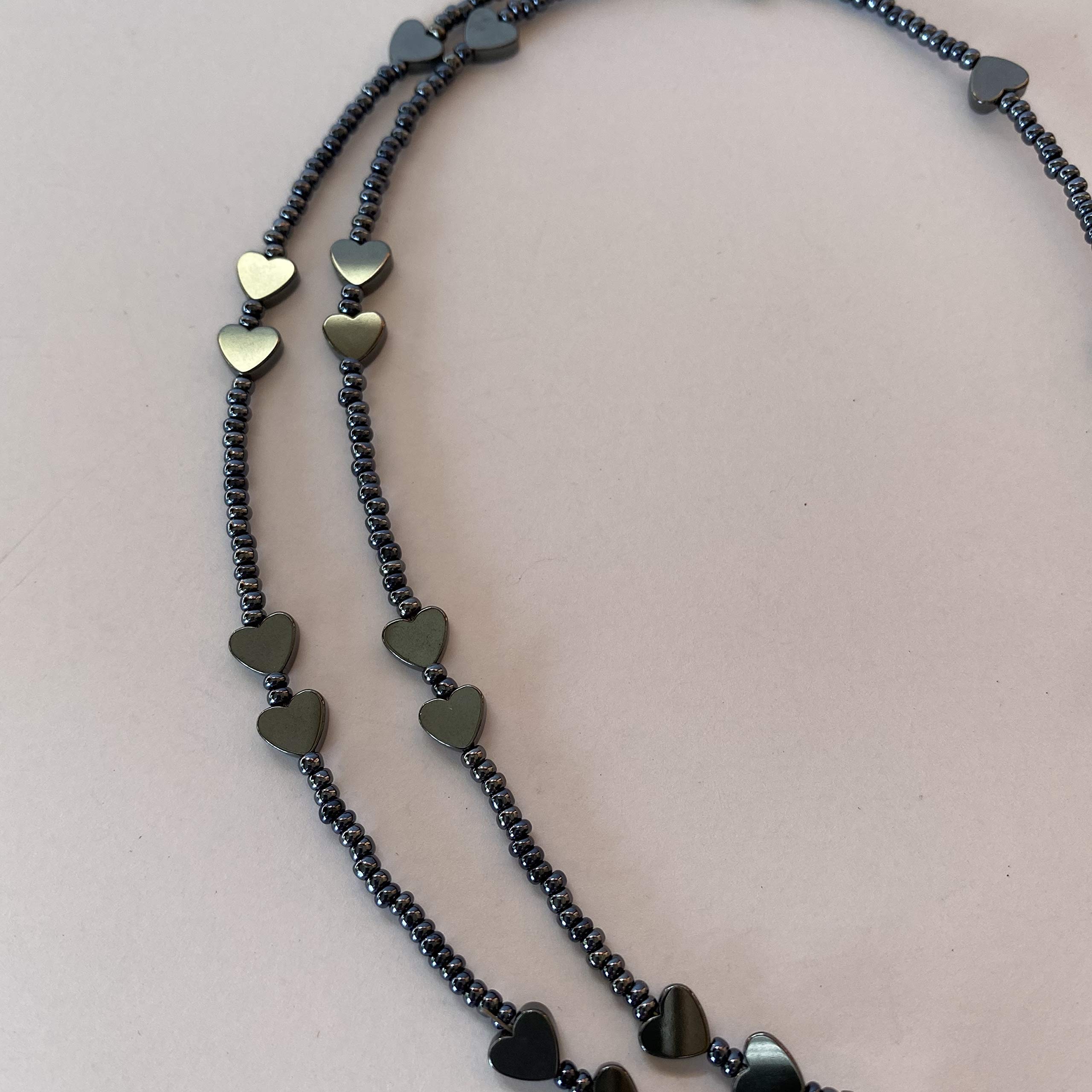 Premium Hematite Beaded Eyeglass Chain & Mask Lanyard - Adjustable Unisex Neck Strap for Reading Glasses, Sunglasses & Face Masks - Perfect for Work, Travel & Daily Use