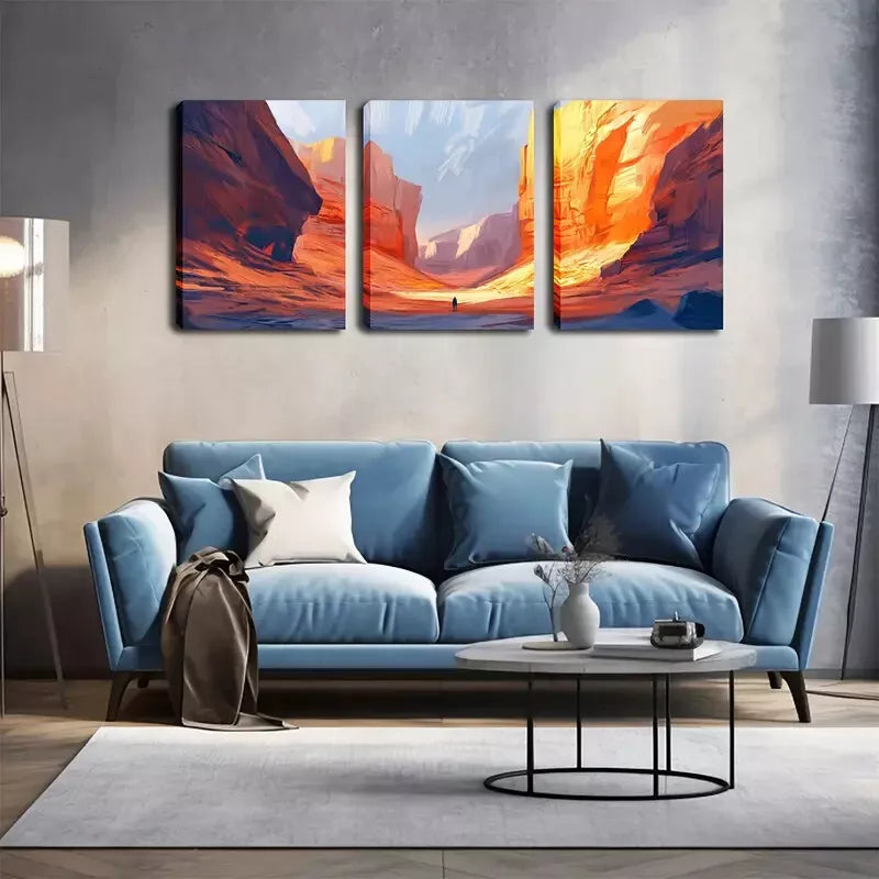 3-Piece Red Mountain Wall Art Set - Framed Canvas Prints 40x60cm (16x24in) | High Quality Australian-Made Home Decor | Perfect for Living Room, Bedroom & Office Decoration