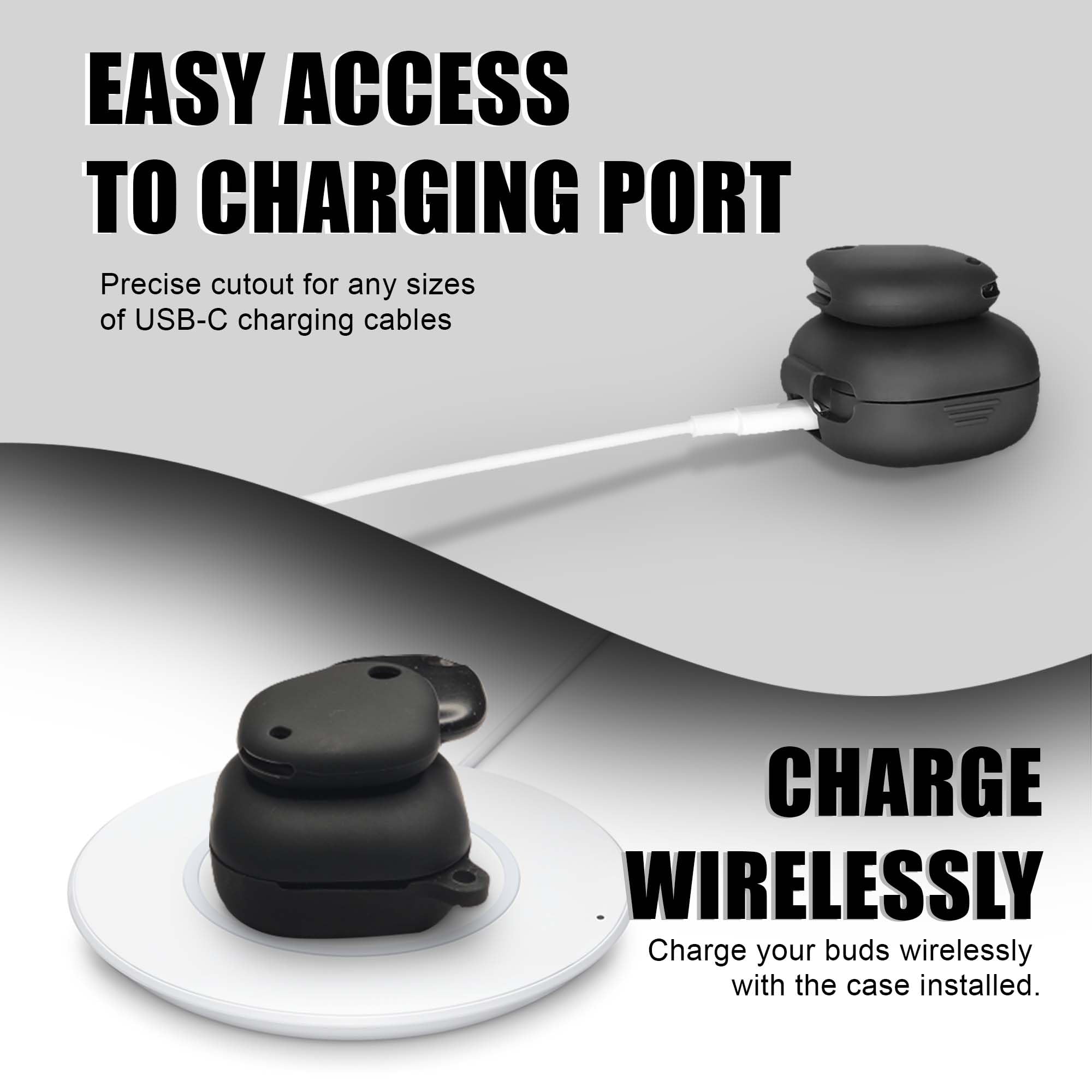 Samsung Galaxy Buds Pro 2 Case with SmartTag Holder - Compatible with Galaxy Buds 2, Buds Live - Android AirTag Alternative - Black | Perfect for Travel, Gym & Daily Use