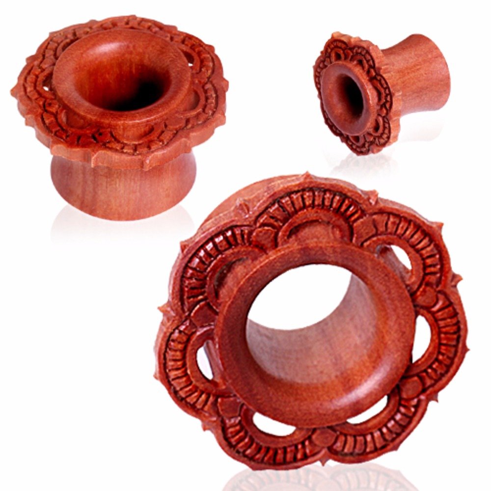 Organic Wood Eyelet Tunnel Plugs - WildKlass Jewelry for Boho Style