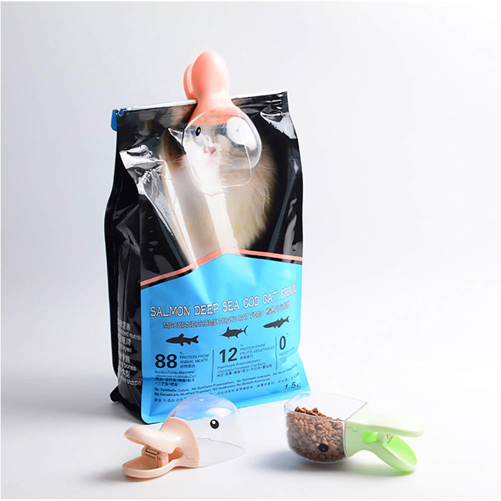 Duck-Shaped Plastic Pet Food Scoop - Measuring Spoon & Clip for Dog & Cat Food - Cute Pink Feeding Accessory for Easy Portion Control | Perfect for Travel, Home Use & Pet Bowls