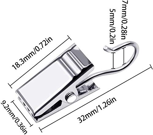 100 Pack Silver Metal Hook Clips - Heavy Duty Curtain Hanging Clips for Drapes, Photos, Home Decor & Craft Display | Perfect for Bedroom, Living Room & Office Window Treatments