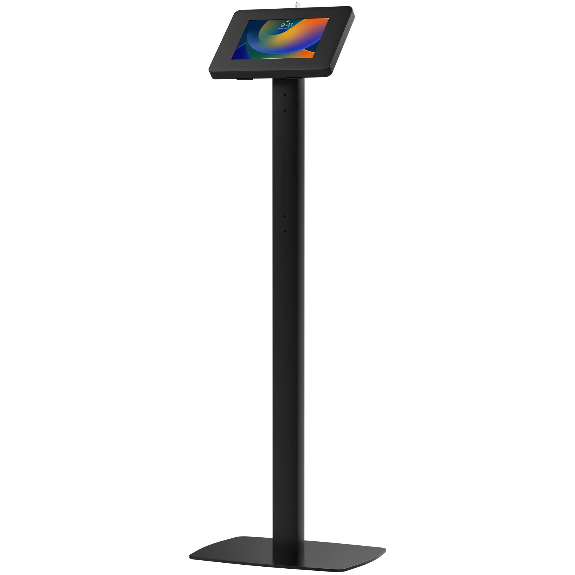 360° Adjustable Thin Floor Stand Kiosk for iPad Mini & Samsung Tab A - Tall Standing Tablet Holder with Charger Access & Lock - Perfect for Retail, Exhibitions & Interactive Displays