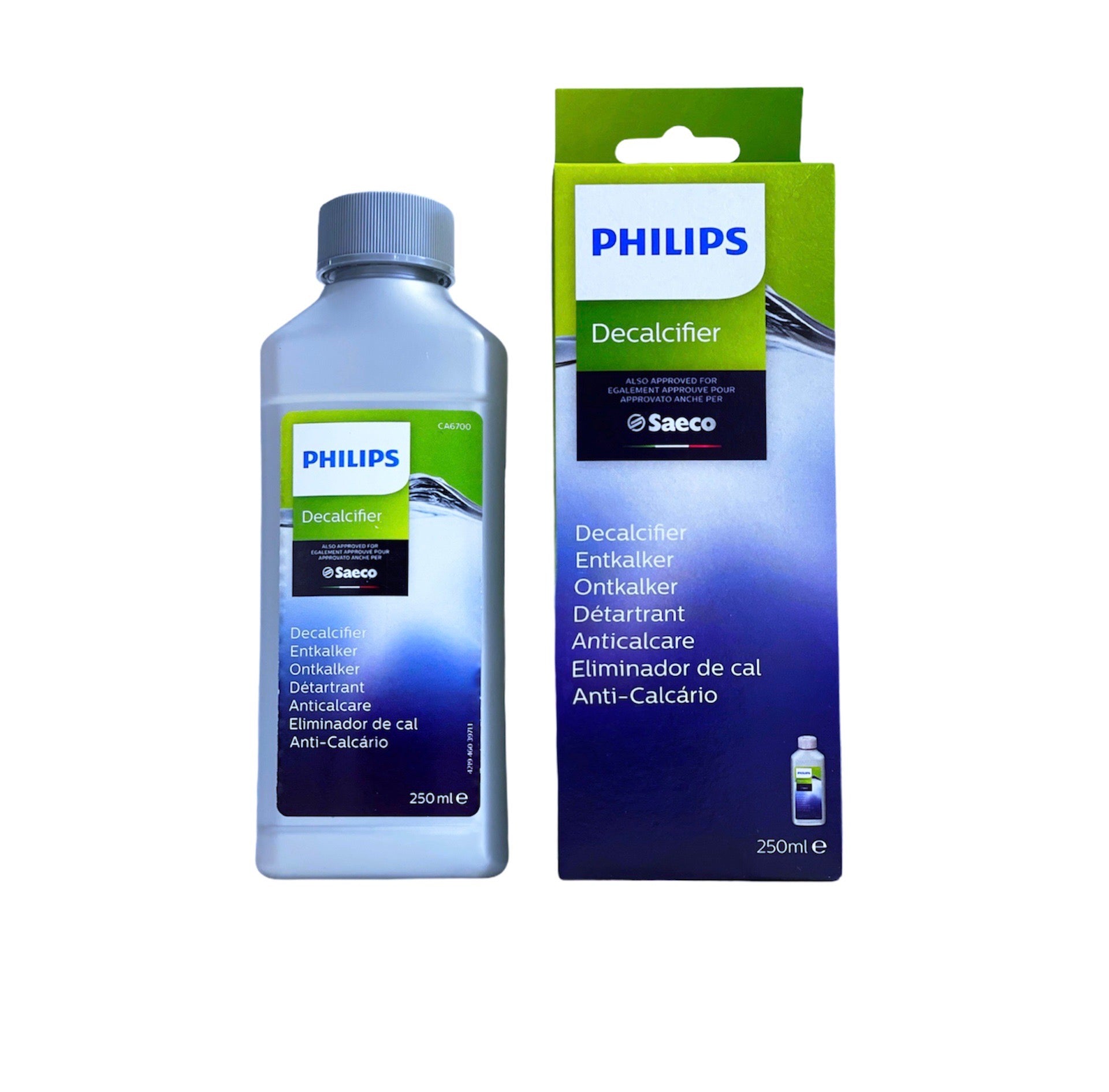 Philips Saeco Decalcifier - Coffee Machine Descaler Solution for Espresso & Drip Coffee Makers | Removes Limescale & Mineral Buildup | Improves Taste & Machine Performance | Perfect for Home & Office Use
