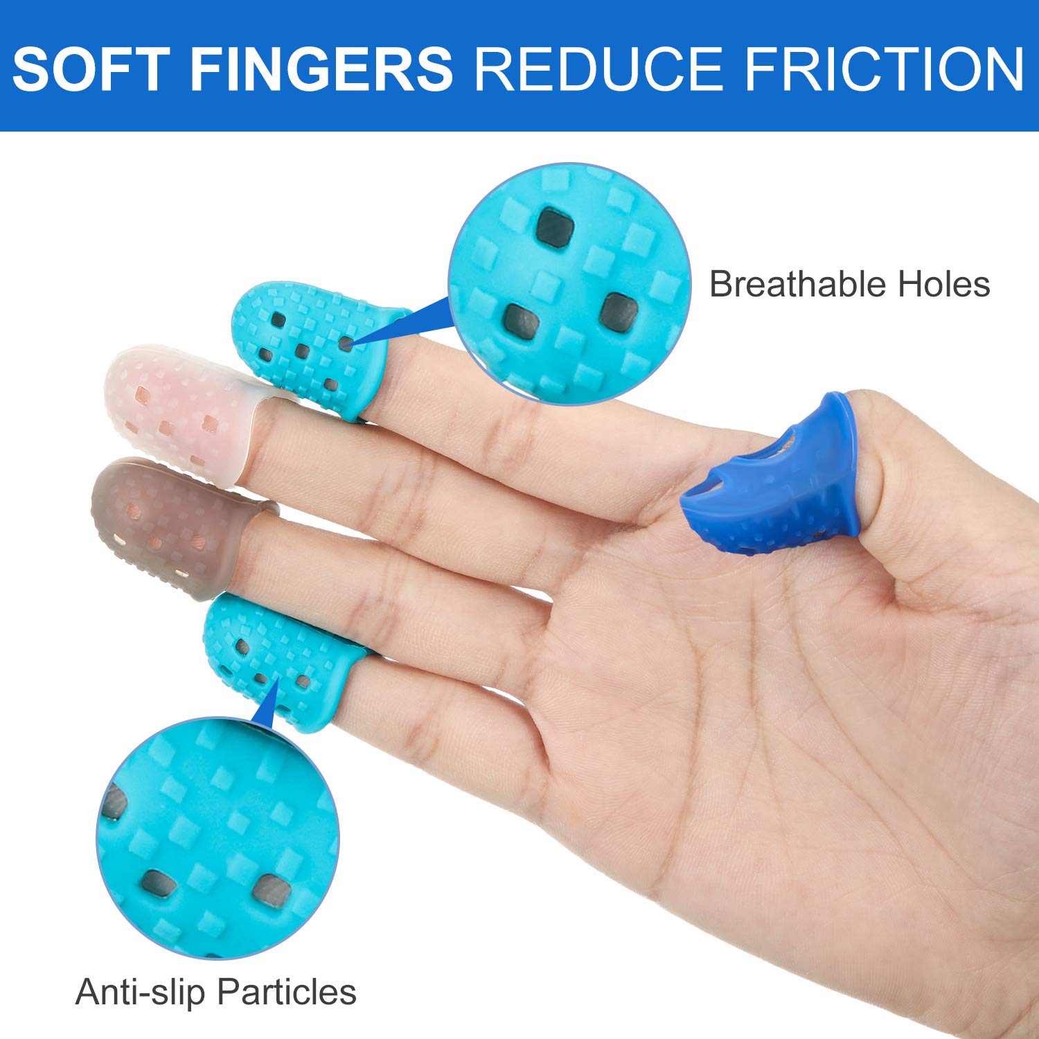 24-Piece Rubber Finger Tips Guard Set - 3 Sizes (S/M/L) Finger Protector Covers for Paper Handling, Cutting, Wax Carving, Guitar Playing & Office Work - Perfect for Artists, Musicians & Office Professionals
