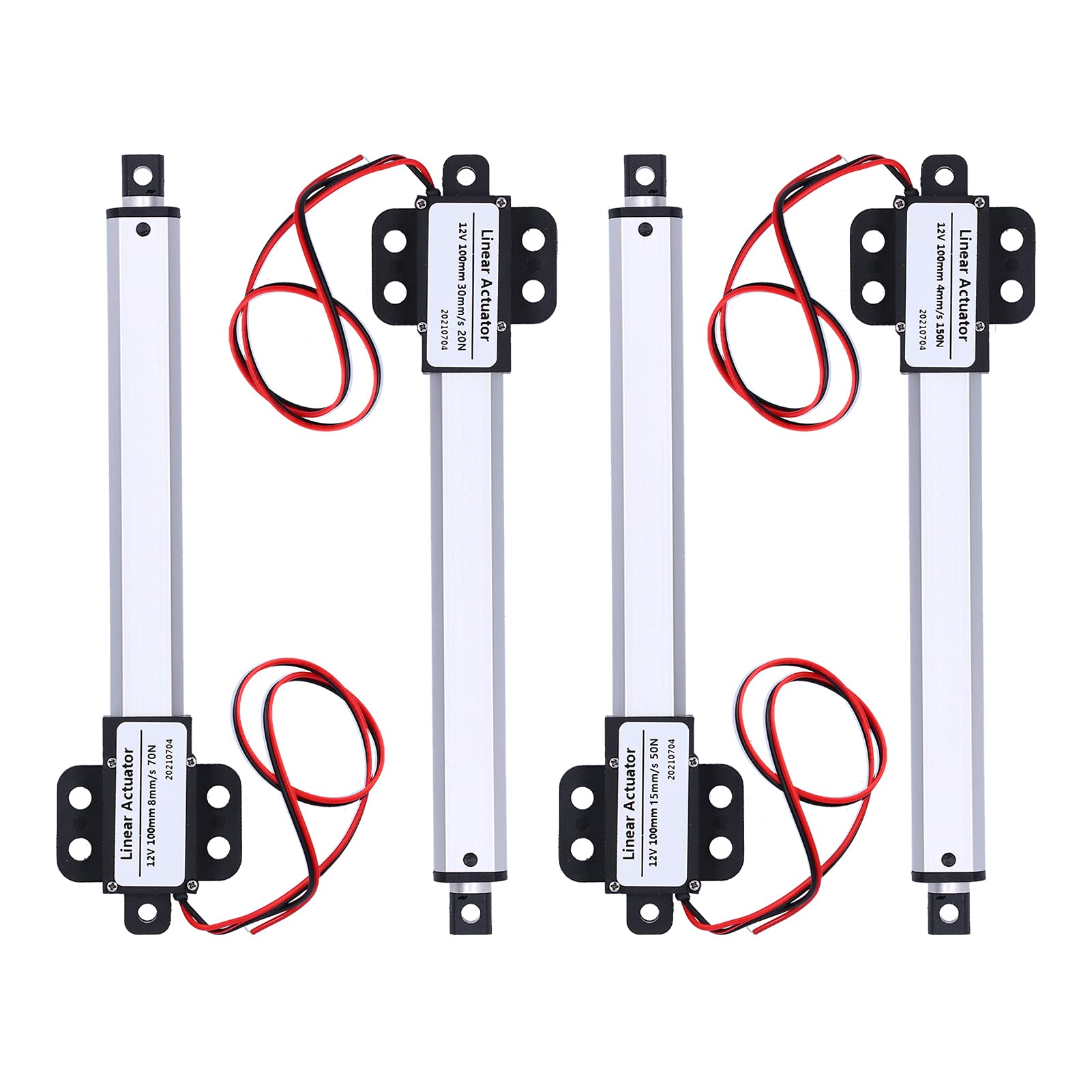 12V Linear Actuator 100mm Stroke - Low Noise Electric Push Rod Motor (4mm/s, 150N) for Adjustable Tables, Recliners, Beds & Home Automation
