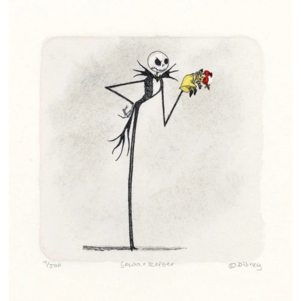 Jack Skellington Nightmare Before Christmas Sowa & Reiser Limited Edition #/500 Hand-Painted Etching Doll - Perfect for Disney Collectors, Halloween Decor, and Tim Burton Fans