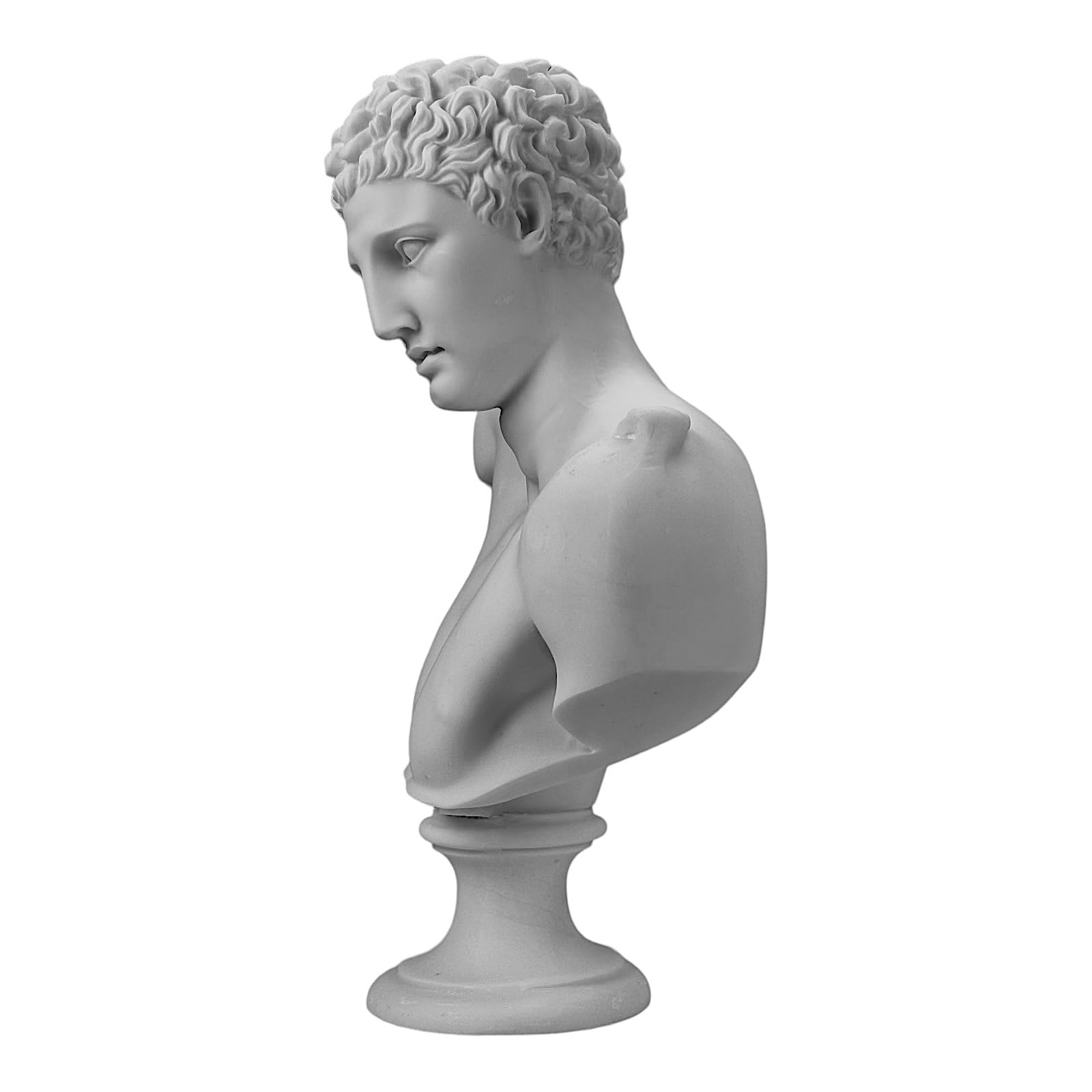 Hermes Bust Head - Greek God Statue Sculpture, Cast Marble Museum Replica - Perfect for Home Decor, Office Display & Greek Mythology Collections