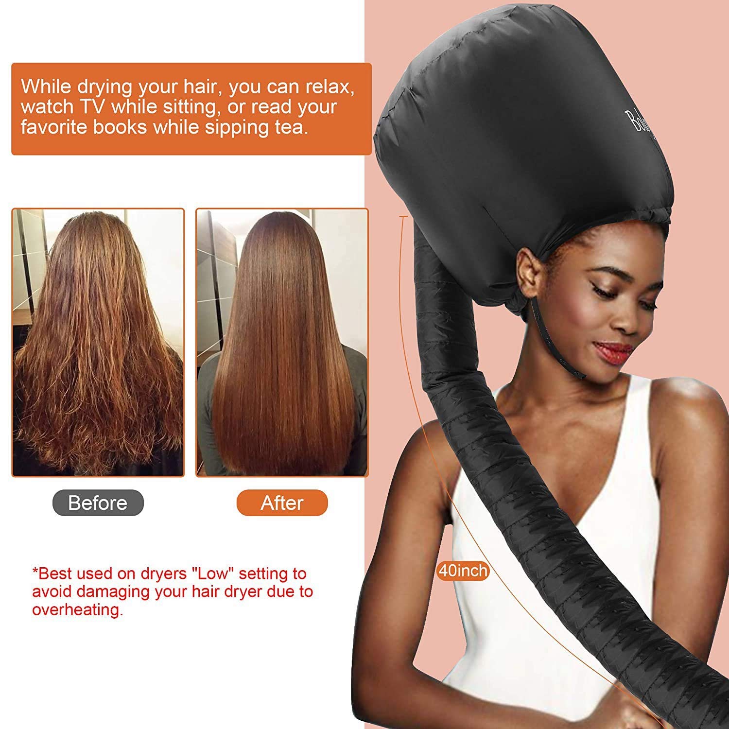 Professional Hair Dryer Cap for Dry & Damaged Hair - Home & Salon Use, Oil Treatment & Perm Steamer Hat - Perfect for Deep Conditioning, Hair Care & Styling at Home or Barbershop