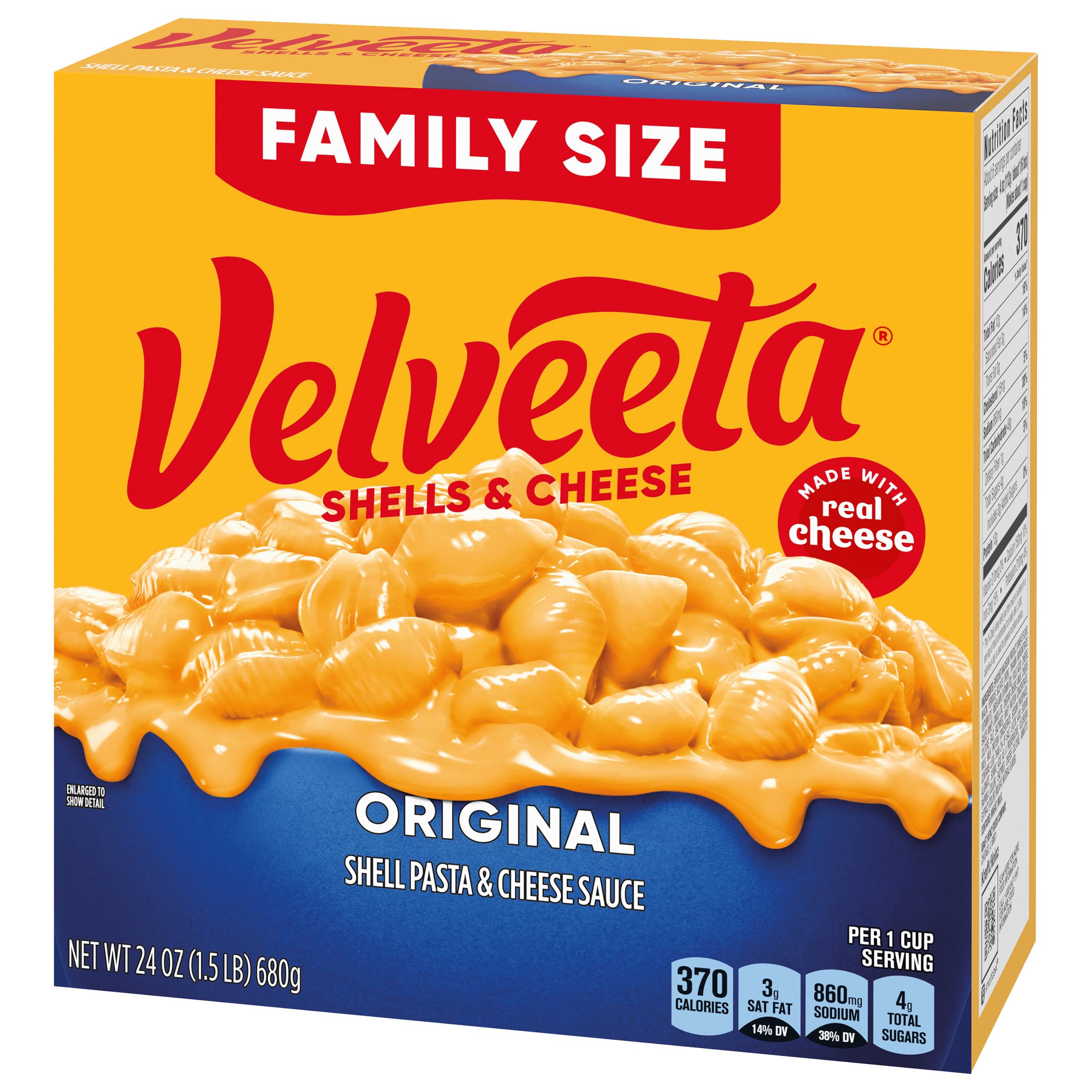 Original Velveeta Shells & Cheese Pasta with Cheese Sauce - 24 oz Value Size Box | Quick & Easy Mac and Cheese Dinner for Family Meals, Kids Lunch, and Comfort Food Cravings