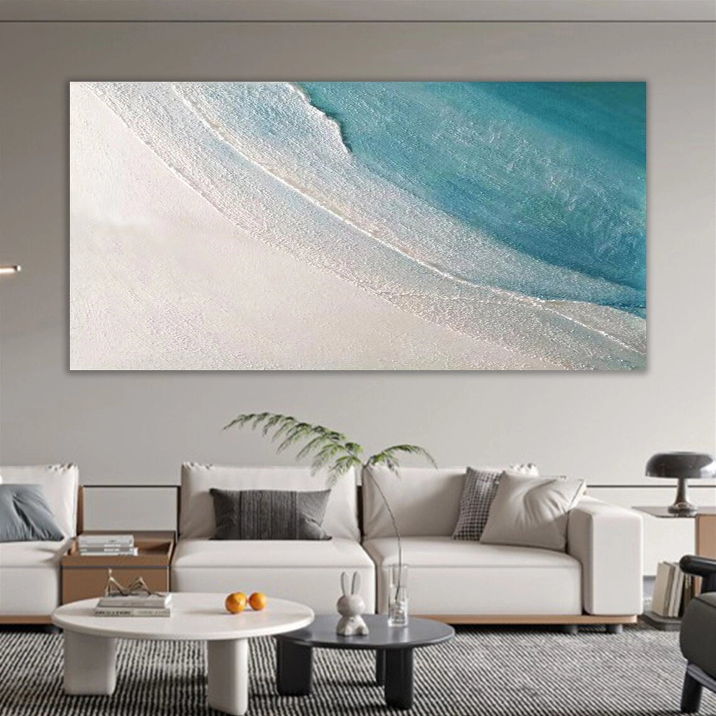 Ocean and Sky Painting #OS 065 - Handmade Canvas Wall Art for Home & Office Decor - Perfect for Living Room, Bedroom, or Office Wall Decor