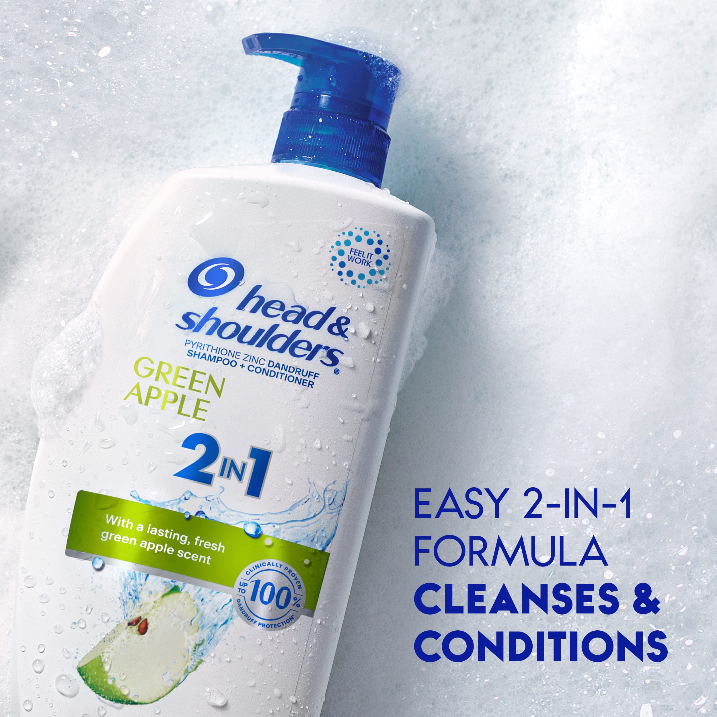 Head and Shoulders 2-in-1 Anti Dandruff Shampoo & Conditioner with Green Apple - Paraben Free, 28.2 oz - Daily Scalp Treatment for Flaky, Itchy Scalp Relief - Perfect for Men & Women with Dry Hair