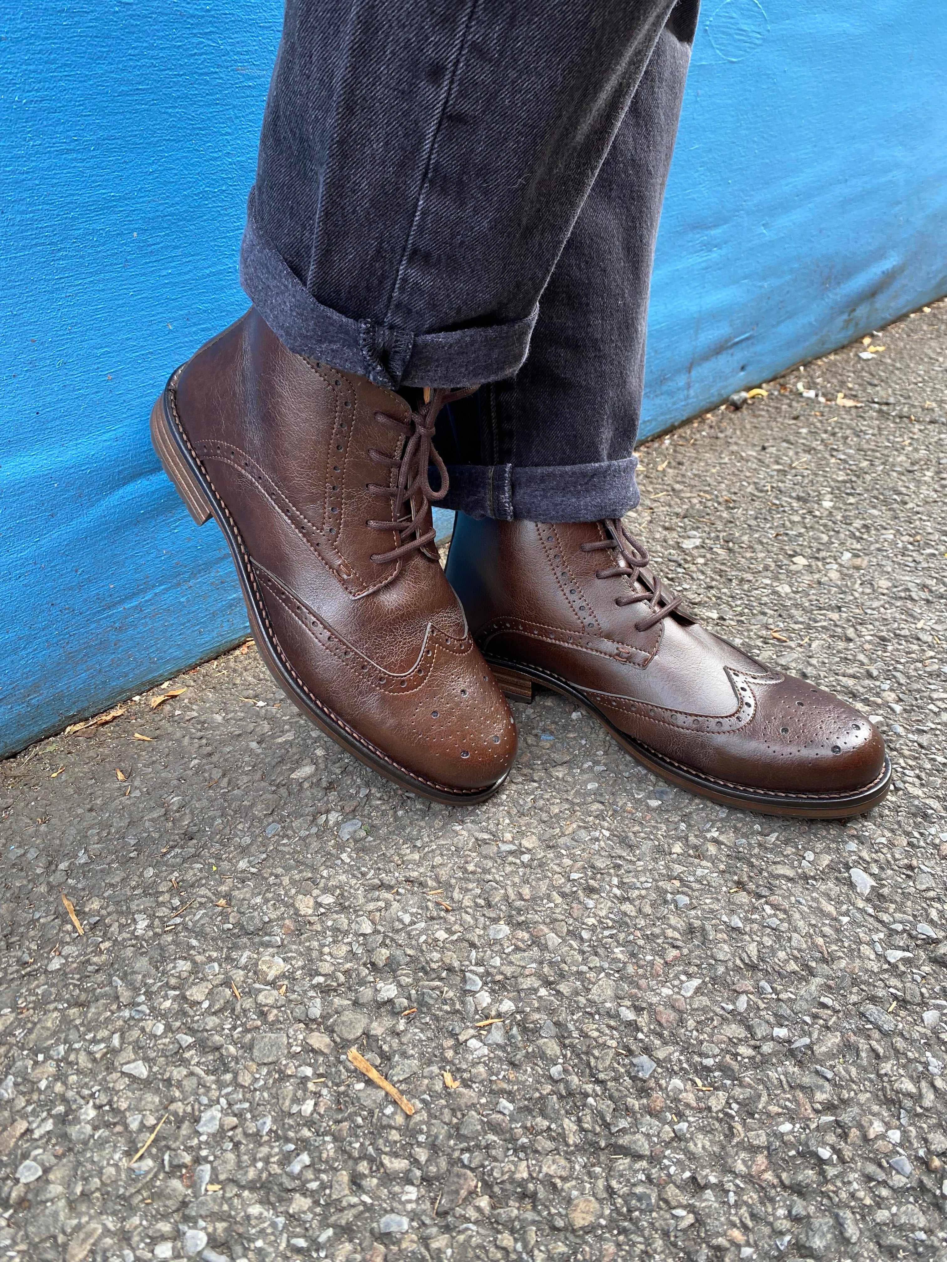 Novacas Armando Brown Leather Boots for Men - Stylish & Comfortable Ankle Boots for Casual Wear & Outdoor Activities