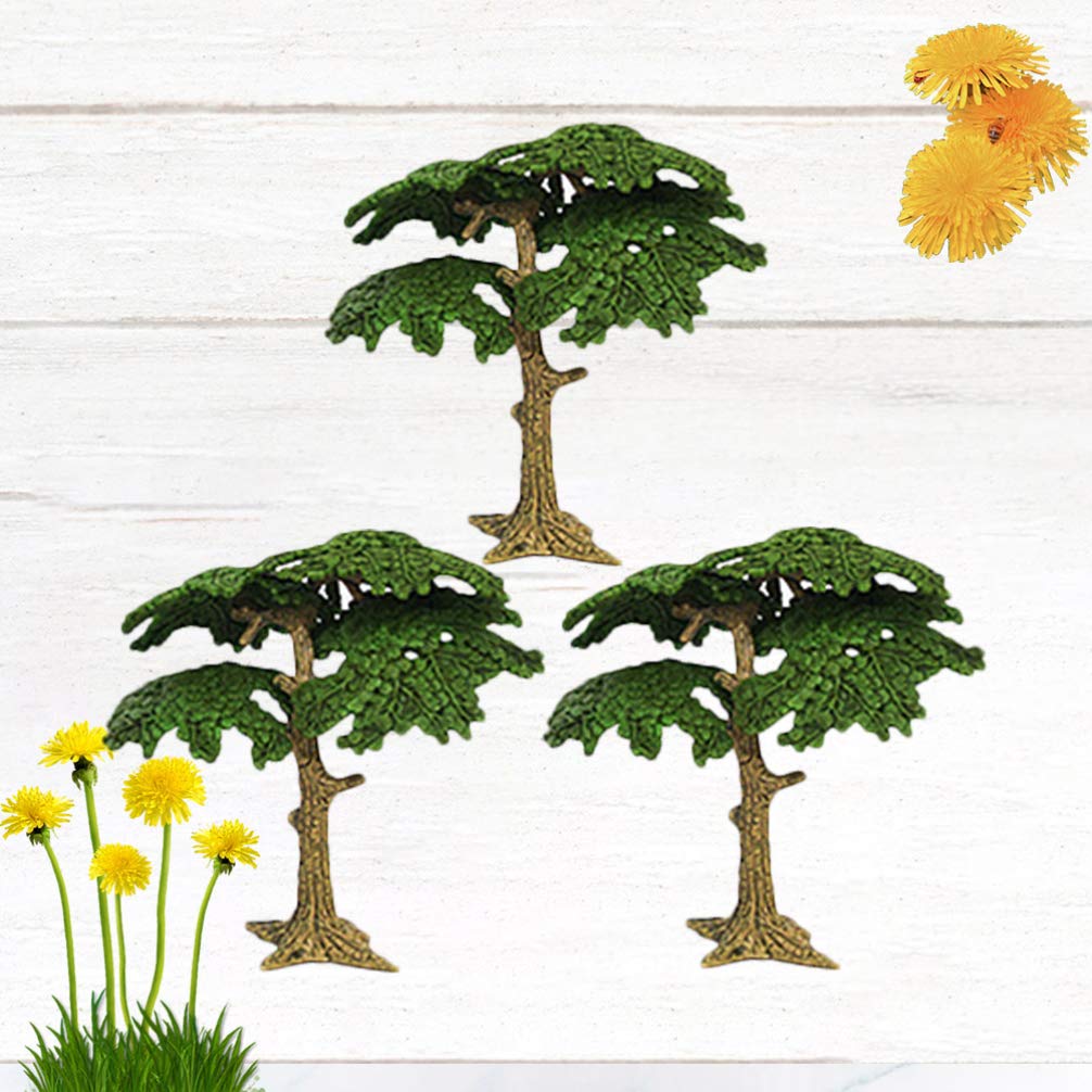Miniature Artificial Cypress Trees - 3pcs Small Fake Plants for Train Sets, Sand Tables & Model Scenery - Realistic DIY Landscape Decor for Dioramas, Wargaming & Home Displays