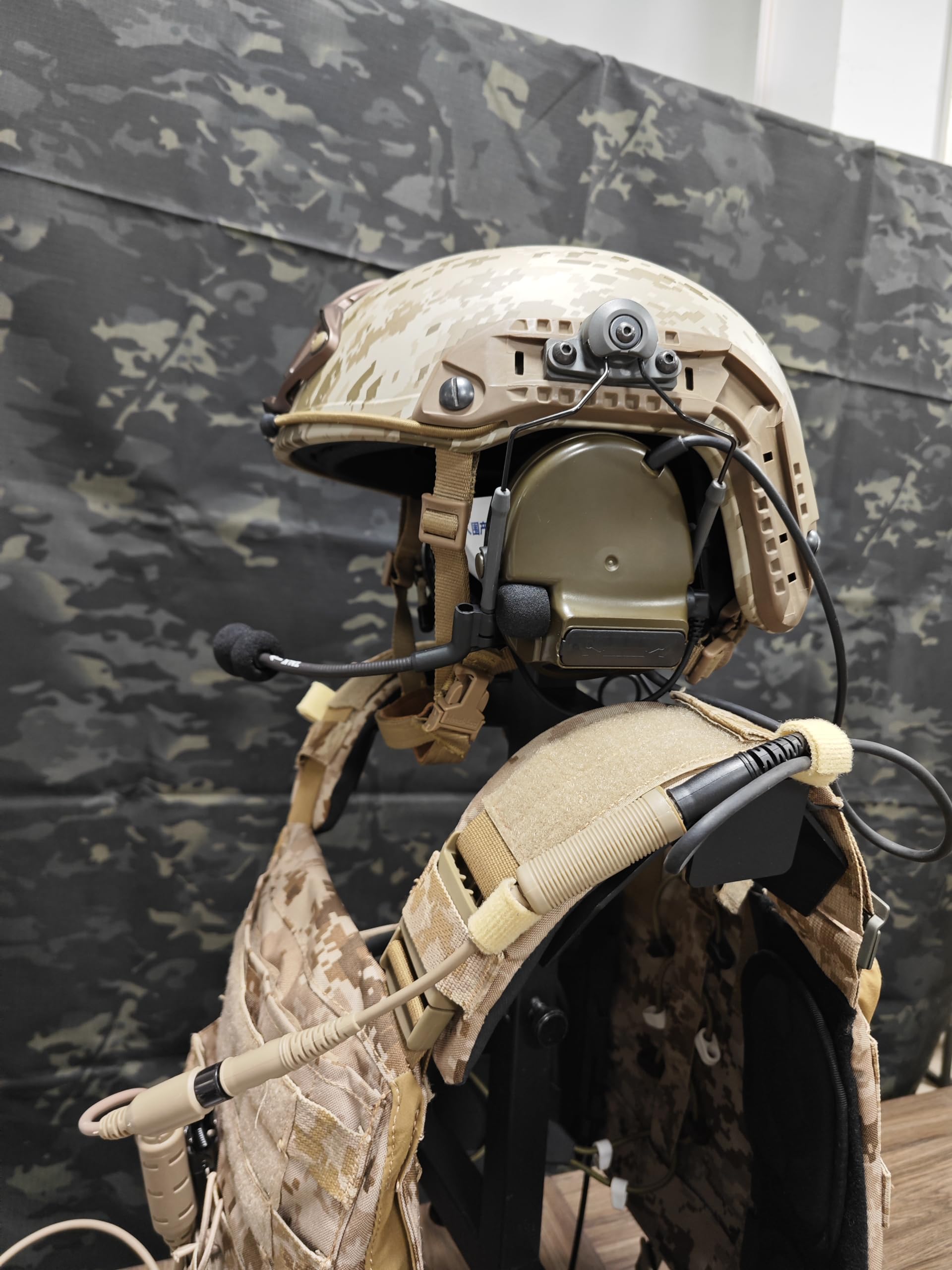 U94 PTT Push to Talk 2 Pin K-Plug & U174 Conversion Cable - Compatible with Tactical Headsets (7.00mm Plug) - Military Communication, Airsoft, and Outdoor Adventure Use