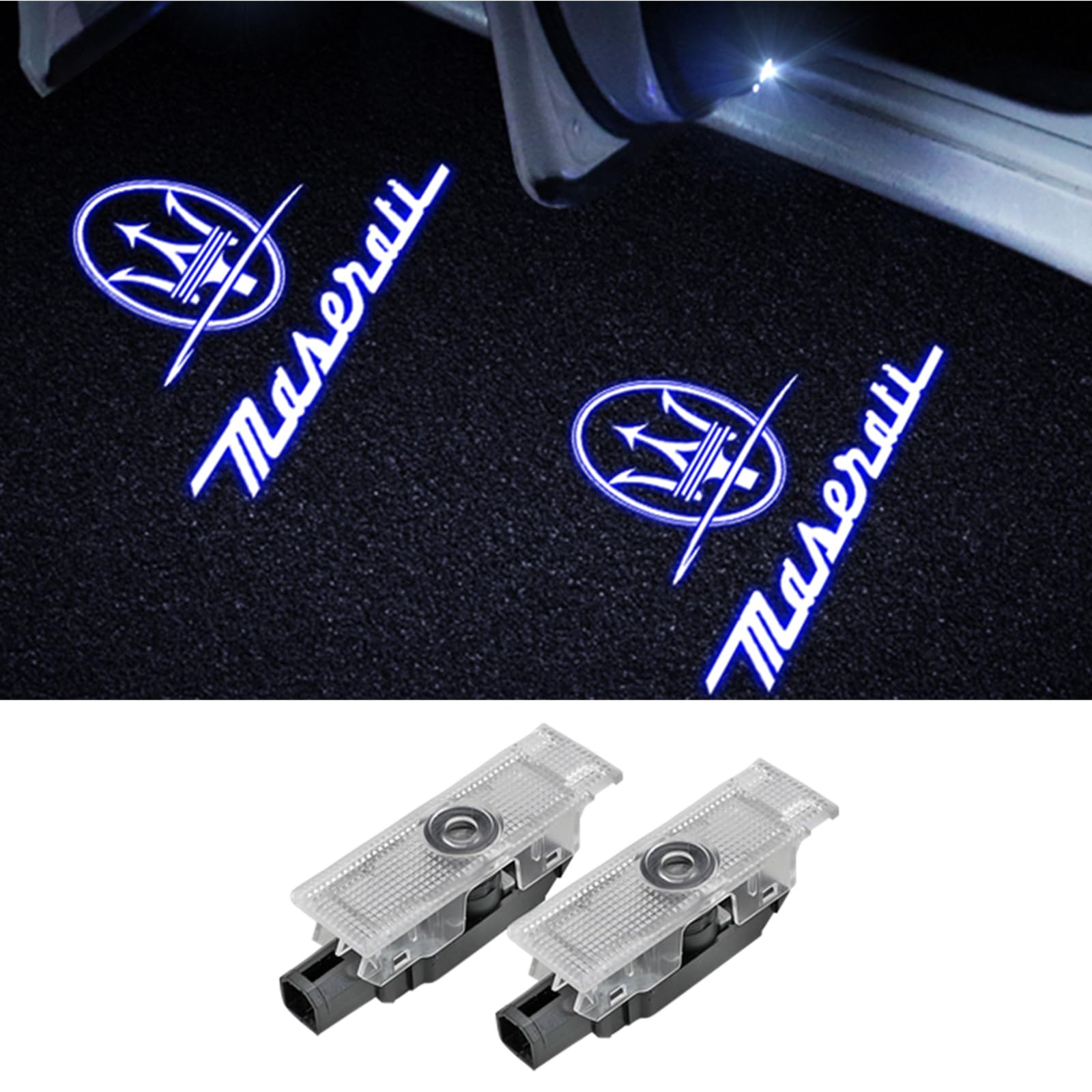 Maserati Levante 2016-2023 Car Door Logo Lights - Ghost Lights Projector, Welcome Courtesy Step Puddle Lights Replacement Accessories (2 Pcs) - Perfect for Nighttime Safety & Luxury Car Customization