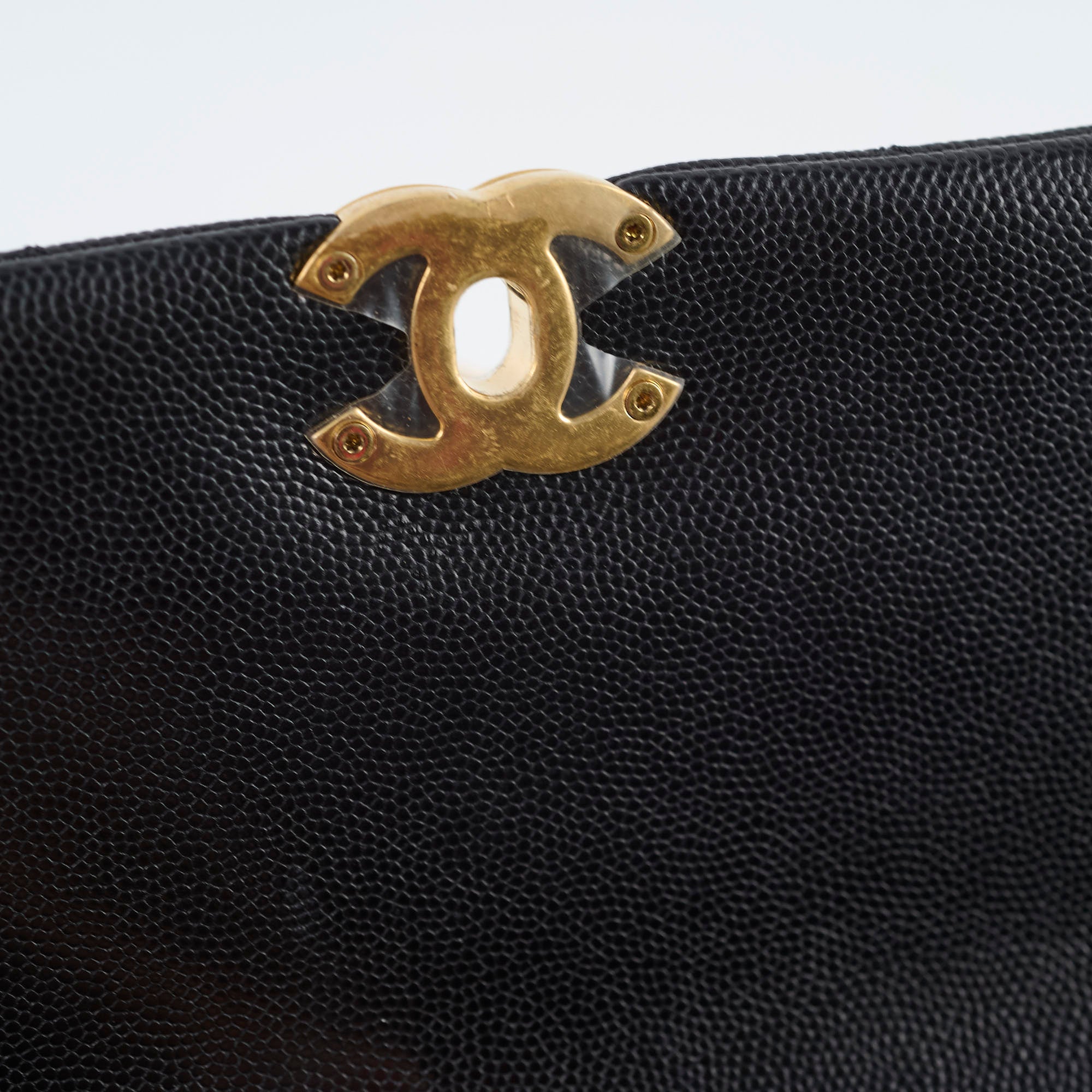 Chanel Caviar 22k Gold Coco First Flap Bag Black Microchip - Luxury Designer Handbag for Women, Perfect for Parties, Dates & Special Occasions
