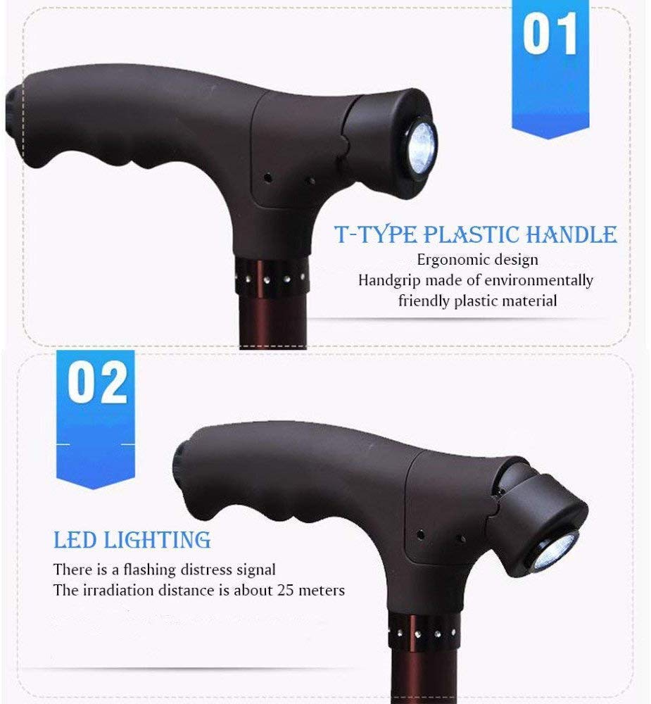 Foldable Walking Stick with Seat & Light - Non-Slip Cane for Elderly & Hiking - Portable Mobility Aid for Outdoor Activities & Daily Support