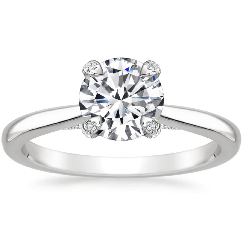 10K Solid White Gold Handmade Engagement Ring Set - 2.0 CT Round Cut Moissanite Diamond Solitaire Wedding Band for Women - Perfect for Proposals, Anniversaries & Bridal Jewelry Gifts (Ideal for Romantic Occasions & Special Moments)