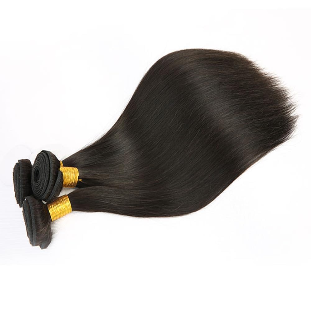 26 Inch Straight Brazilian Virgin Human Hair Bundles - 3 Bundles Deal Unprocessed Weave Extensions for Women | Natural Black Color | Perfect for Daily Styling, Salon Use & Special Occasions