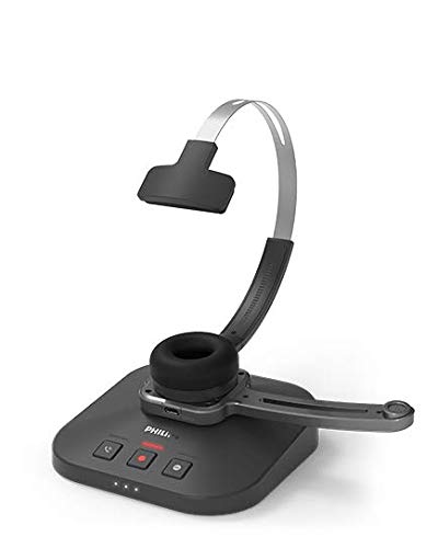Philips SpeechOne Wireless Dictation Headset with Docking Station, Status Light & Remote Control | ACC4100 AirBridge Wireless Receiver | Ideal for Medical Transcription, Legal Documentation & Office Dictation