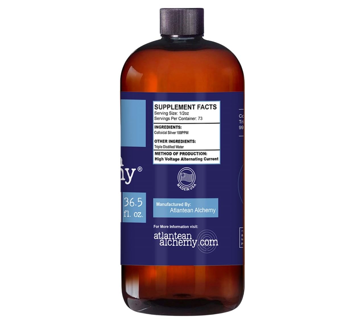 Colloidal Silver 4-36.5 Bottles 100ppm Atlantean Alchemy - Premium Immune Support Supplement for Home & Travel Use