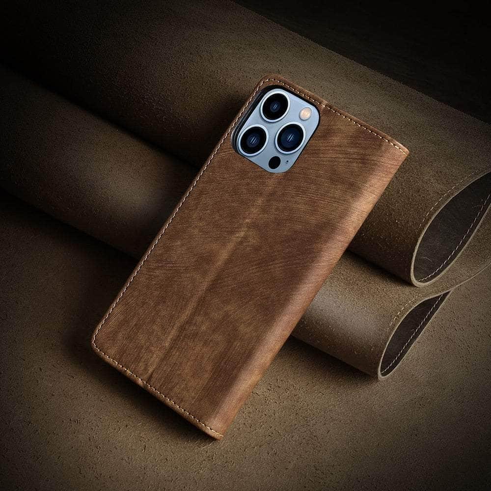Premium Vegan Leather Case for iPhone 15 Plus - Slim Protective Cover with Card Slots | Perfect for Business Professionals & Office Use