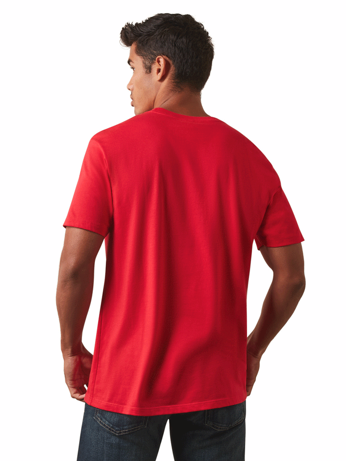 Ariat Men's Viva Mexico Short Sleeve T-Shirt - Breathable Cotton Tee for Casual Wear & Outdoor Activities (Red, Size Chart) | Perfect for Summer, Festivals & Mexican-Themed Parties