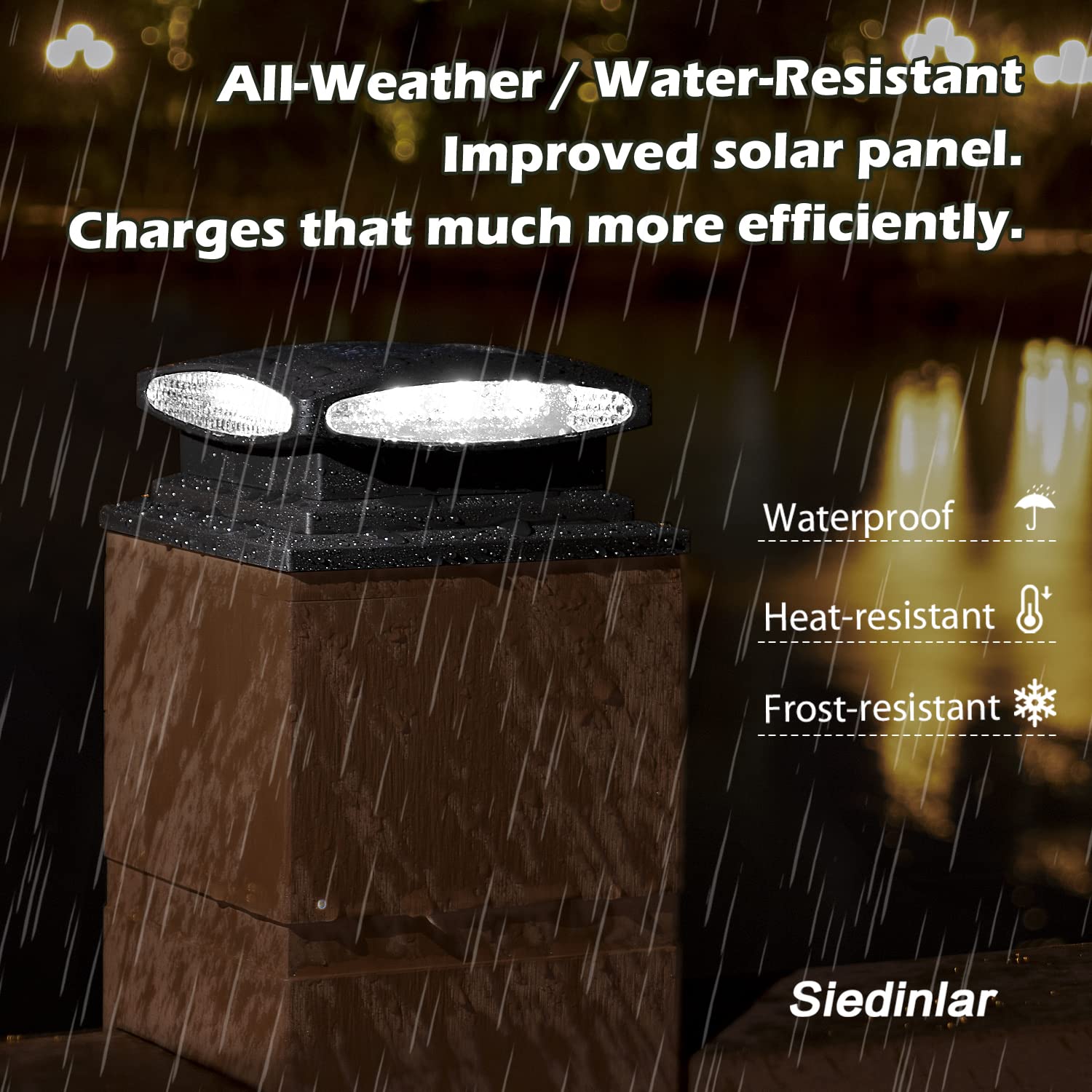 SIEDiNLAR 12 Pack Solar Post Cap Lights Outdoor - 24 LED Solar Powered Fence Deck Lights for 4x4 5x5 6x6 Wood Posts - 2 Modes (Warm White & Cool White) - Weatherproof Garden Patio Deck Lighting - Perfect for Backyard, Pathway, and Landscape Decoration