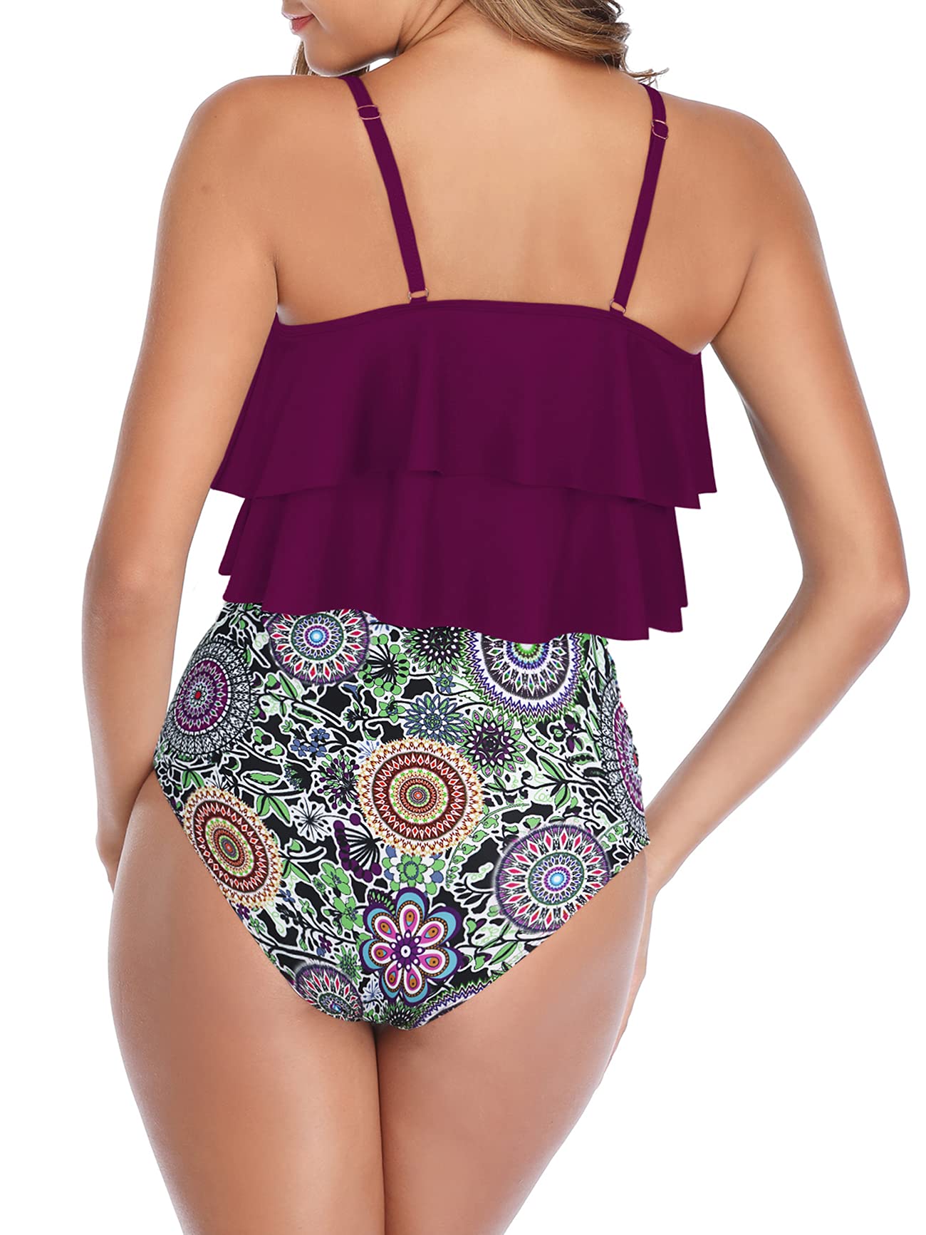 Best High Waisted Tankini Swimsuits for Women - Flounce Tummy Control Bathing Suits | American Trends | Perfect for Beach, Pool & Summer Vacations