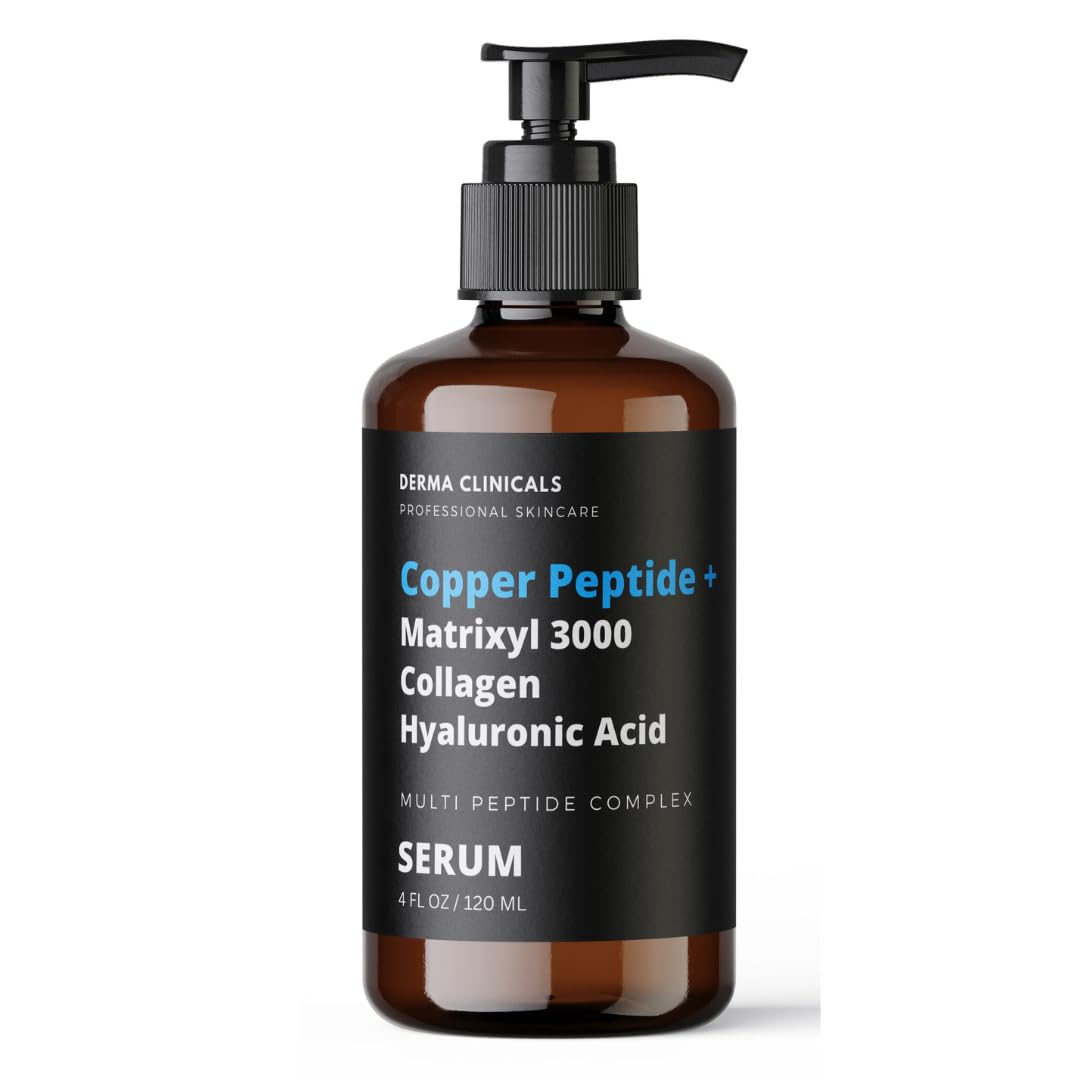 Best Copper Peptide & Matrixyl 3000 Serum with Collagen & Hyaluronic Acid - Anti-Wrinkle, Firming & Plumping Face Serum for Anti-Aging (4oz) - Perfect for Night Routine & Dry Skin Care