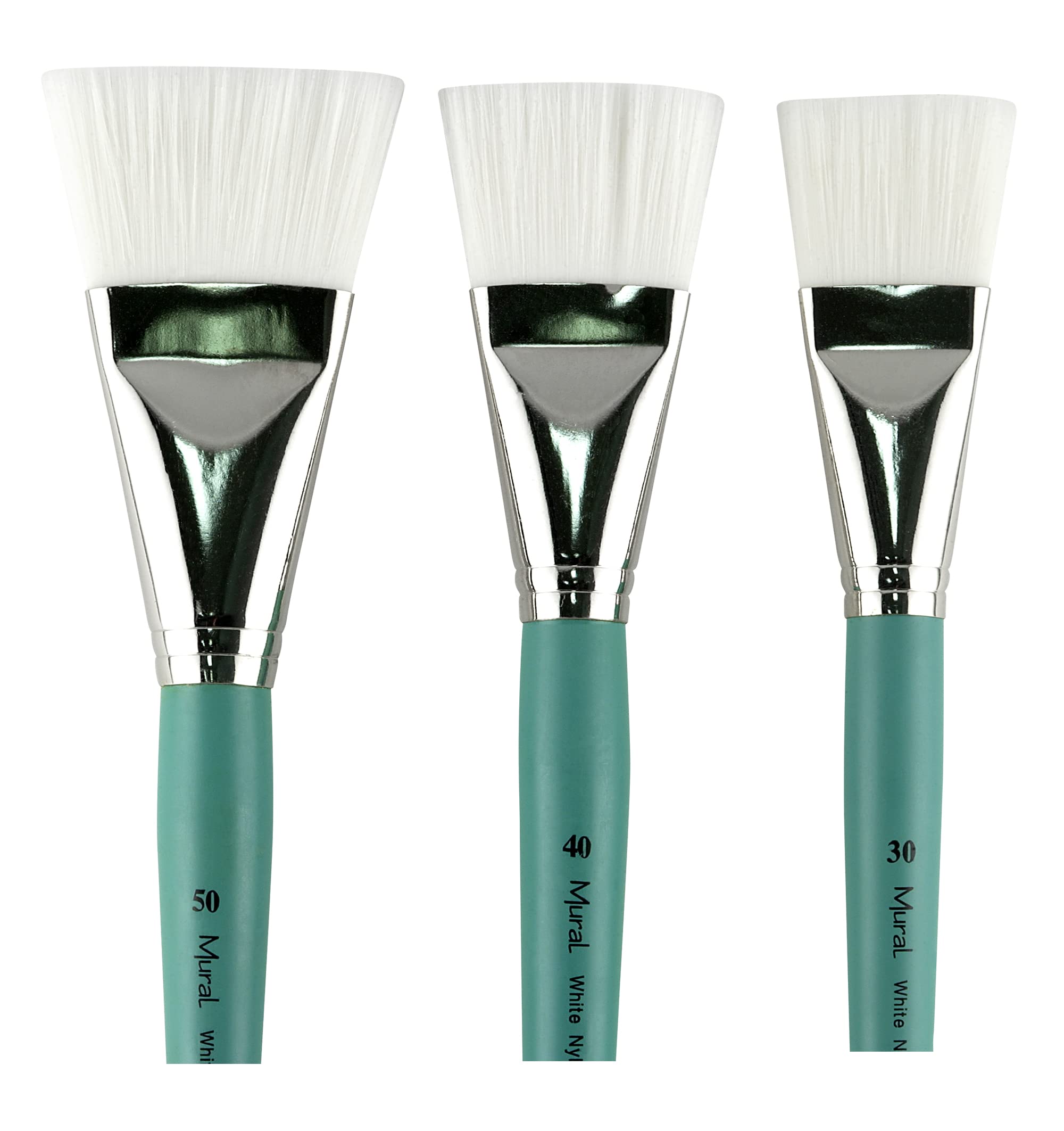 Creative Mark Mural Large Artist Brushes - White Filament Paint Brushes for Acrylic & Watercolor - Flat #40 - Perfect for Wall Murals, Canvas Painting & DIY Art Projects