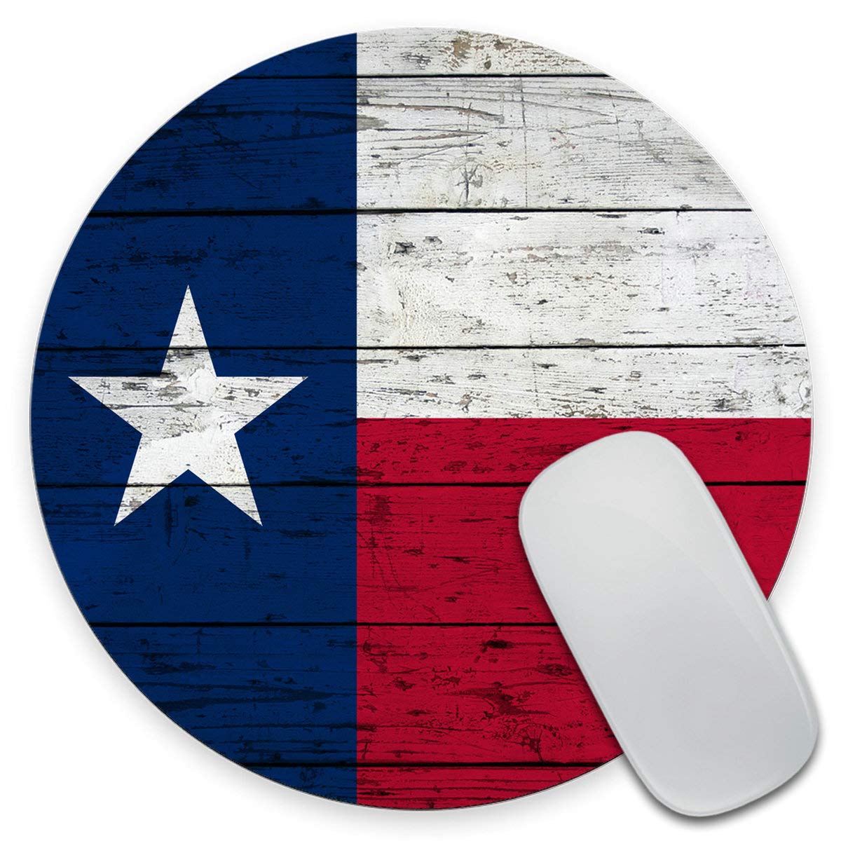 Texas State Flag Round Mouse Pad - Non-Slip Rubber Base Desk Mat for Office & Gaming, 7.9 x 7.9 x 0.12 Inch, Perfect for Computers, Laptops & Home Office Workspace