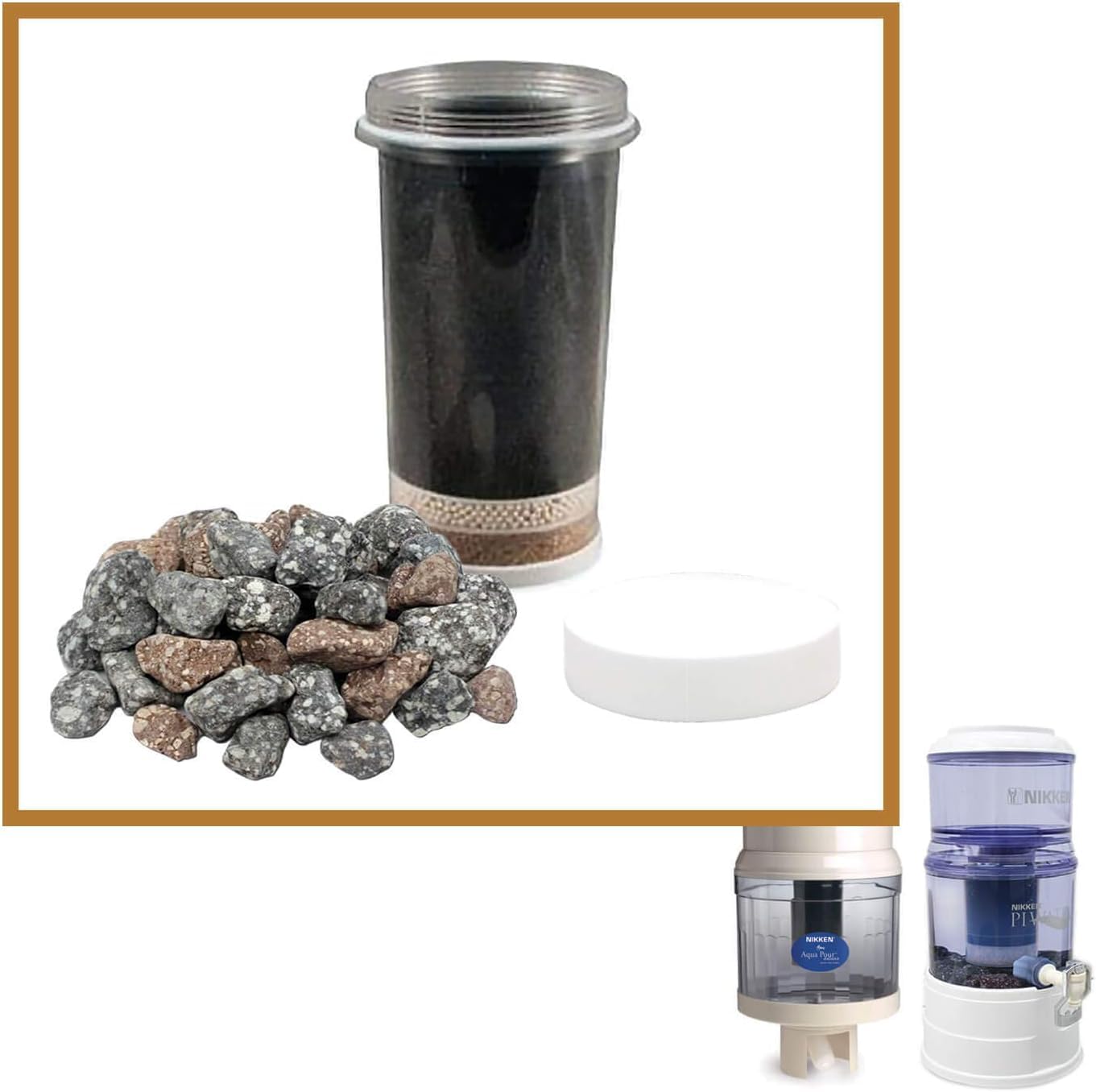 PiMag Gravity Water Cartridge Replacement for Nikken Water Filter - Mineral Stones & MicroSponge Replacement - Countertop Water Purifier Filtration System Parts - Clean Drinking Water for Home & Office Use