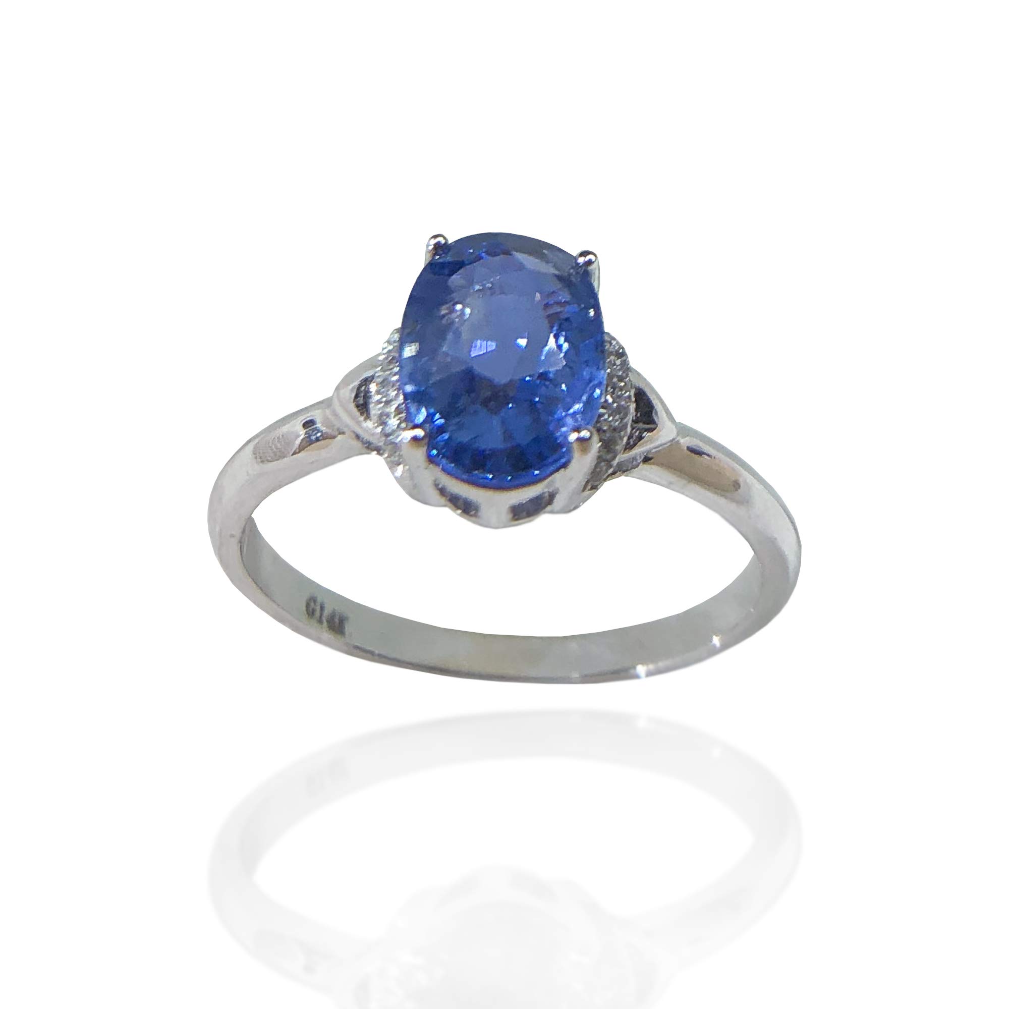 Certified Cornflower Blue Sapphire and Diamond 14KT Solid Gold Engagement Ring - Size 6.5, Promise Ring for Women, Perfect for Anniversaries, Proposals & Special Occasions