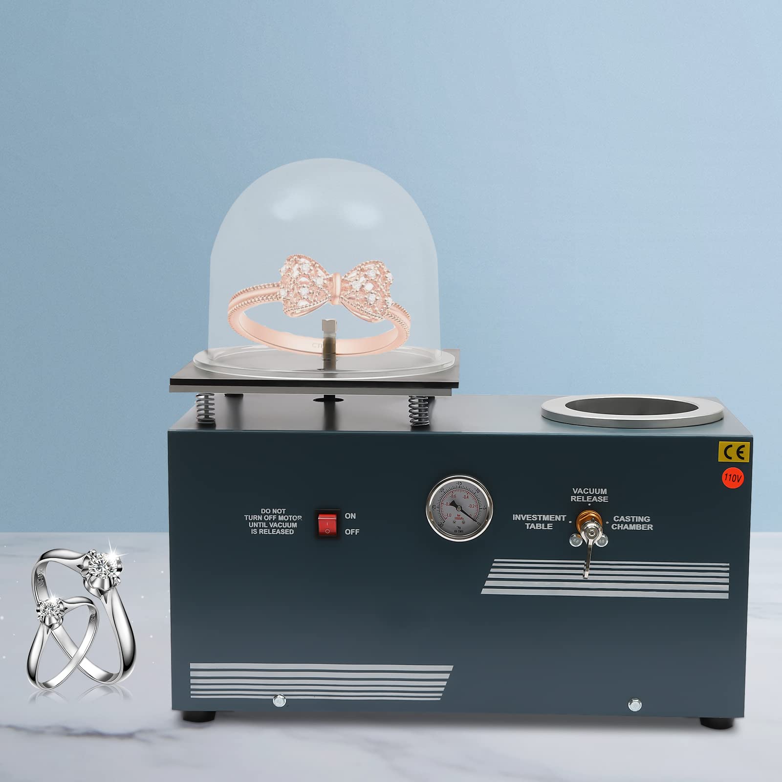 2L/0.5Gal Jewelry Spot Welder & Vacuum Casting Machine - 1/2HP 5CFM with 9