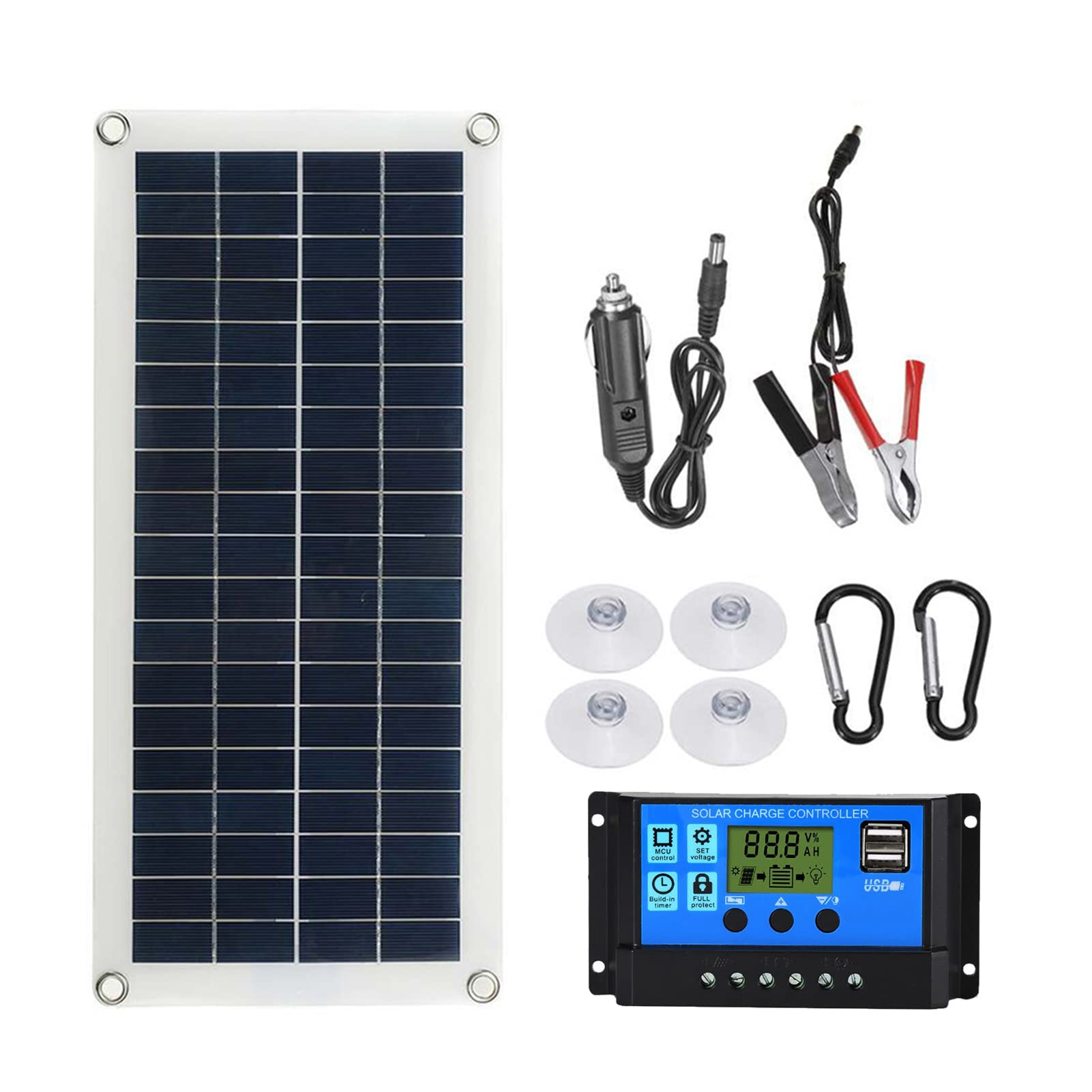 Portable 300W Solar Panel Kit with 12V/24V Switch & USB Charging - Waterproof Flexible Solar Cells for RV, Car, Boat, Camping - Charge Phones, Laptops, and Small Appliances On-The-Go