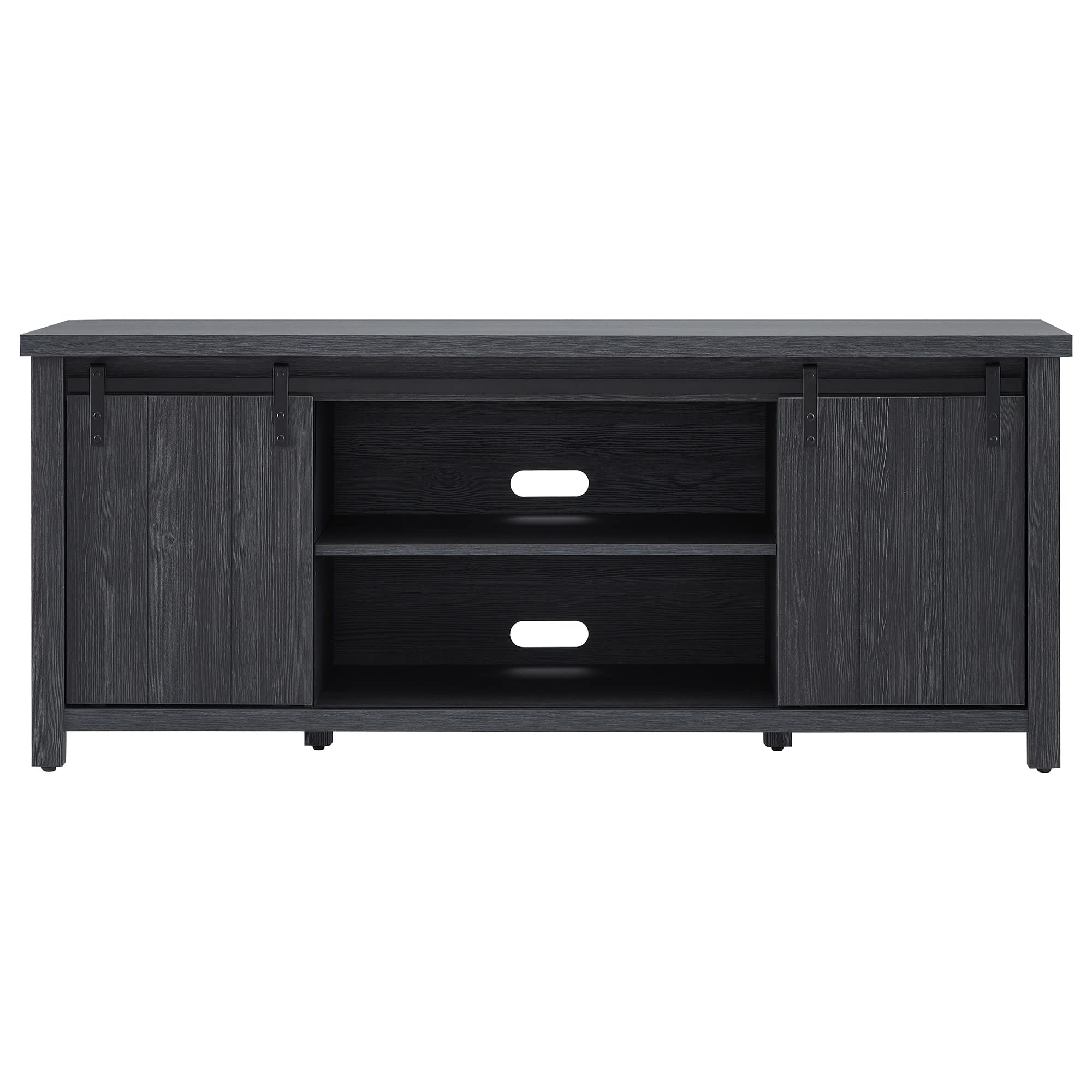 Deacon 65 Inch TV Stand - Modern Rectangular Entertainment Center with Storage Shelves for Living Room, Bedroom - Charcoal Gray Finish