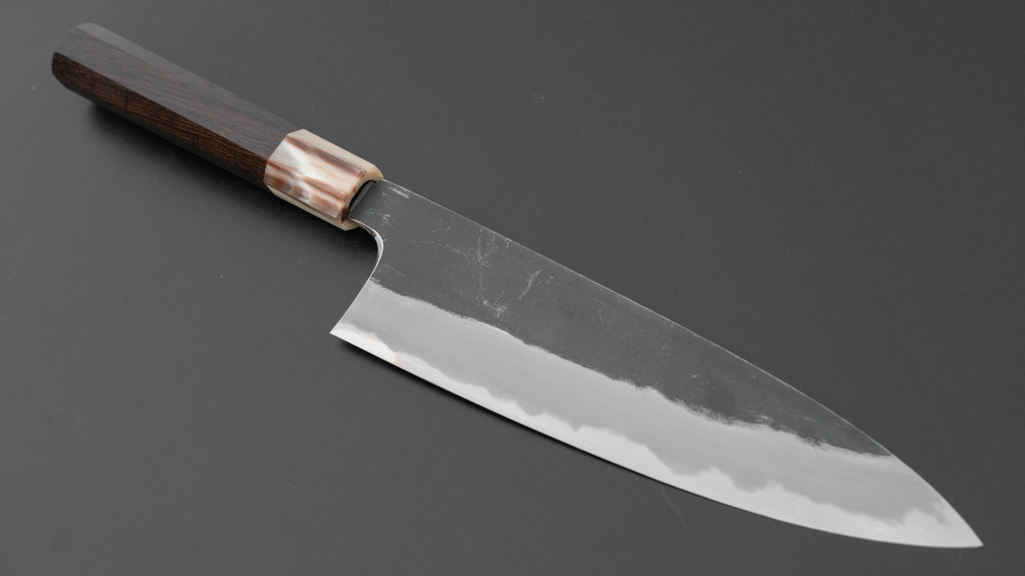 Hitohira Togashi Blue #2 Kurouchi Gyuto 210mm Japanese Chef Knife with Ebony Handle - Perfect for Sushi, Meat Cutting & Professional Kitchen Use