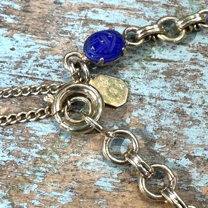 Vintage Karen Lynne 12k Gold Filled Gemstone Scarab Bracelet - Authentic Egyptian Revival Jewelry for Women, Perfect for Boho Fashion & Special Occasions