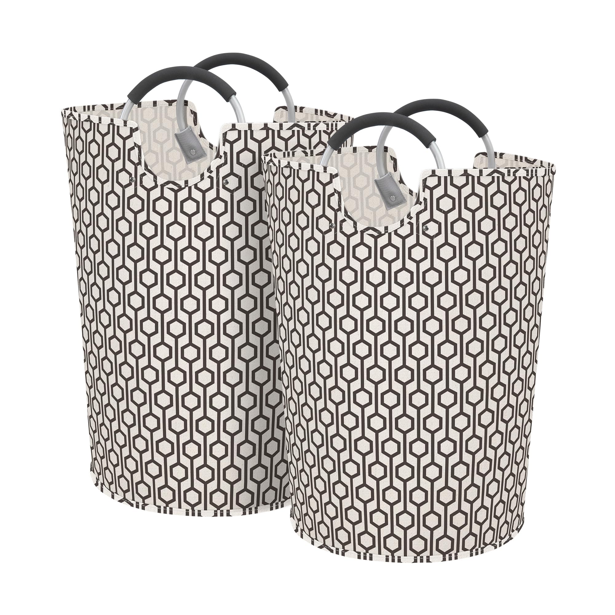 STORAGE MANIAC 2 Pack 75L Large Collapsible Laundry Hamper Basket - Waterproof Freestanding Clothes Organizer with Padded Handles, Foldable Hexagon Design for Bedroom, Bathroom & Laundry Room Storage