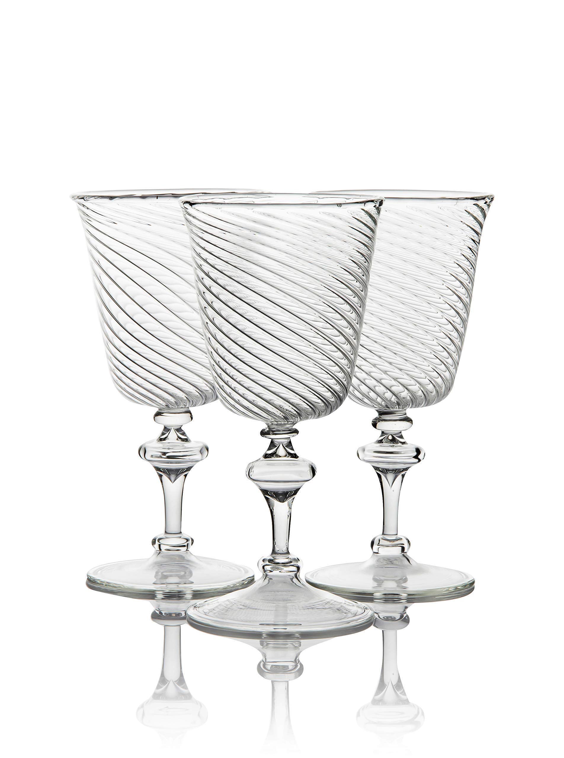 Stemless Wine Glasses Set of 3 - Ribbed Glassware for Wine & Whiskey - Hand Blown Drinkware for Parties, Gifts & Home Bar Decor